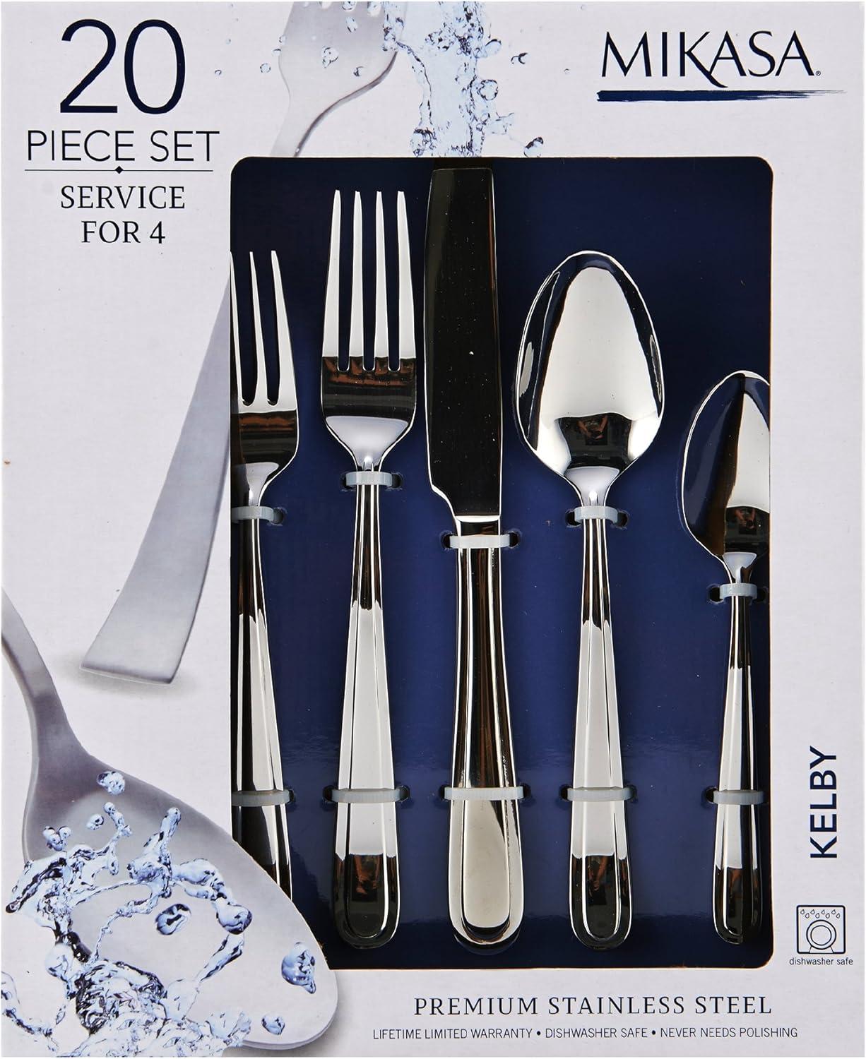 Kelby Polished Stainless Steel 20-Piece Flatware Set