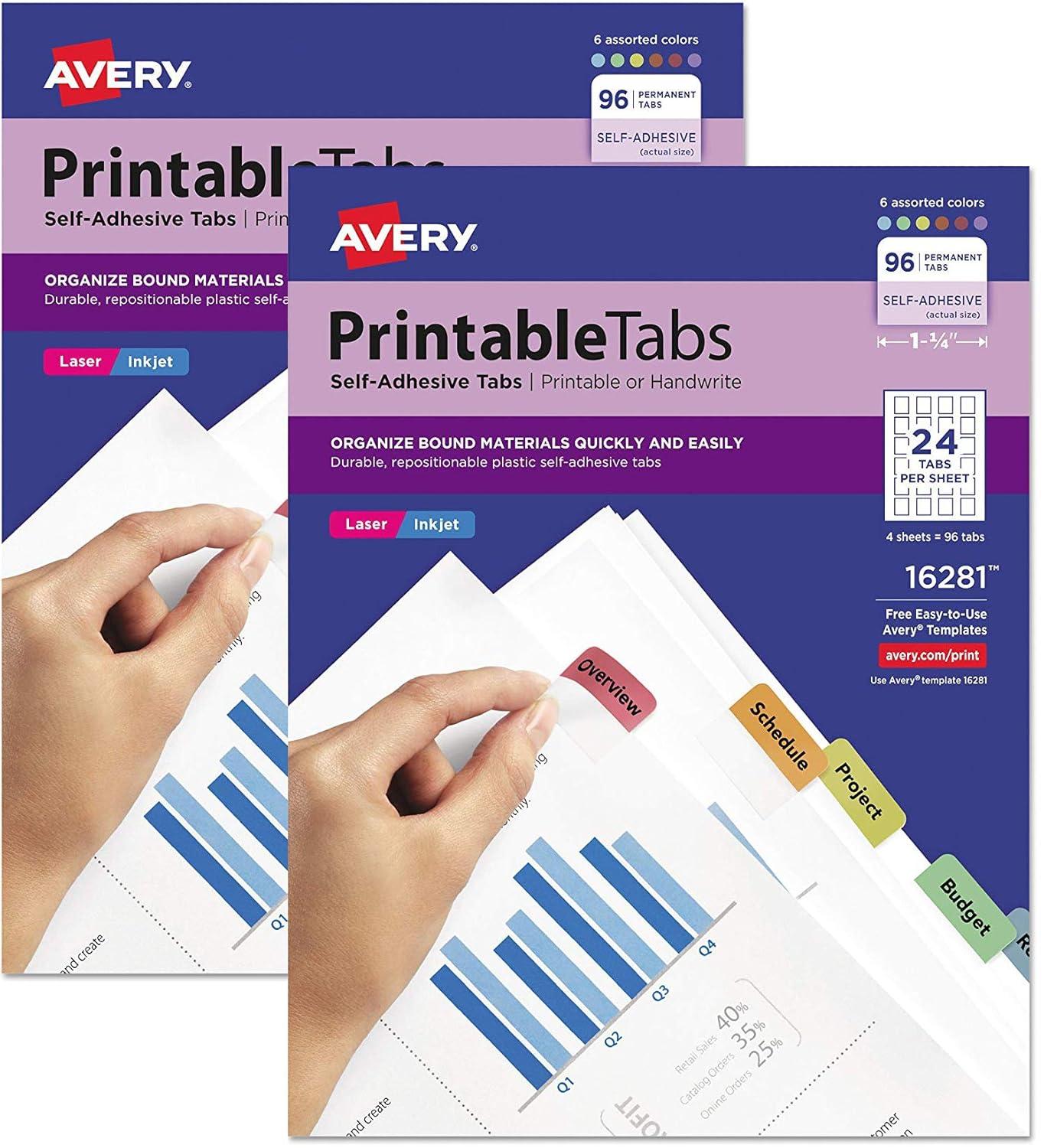 Avery Consumer Products Avery® Printable Repositionable Plastic Tabs PVC / Vinyl Hanging Files Cabinet