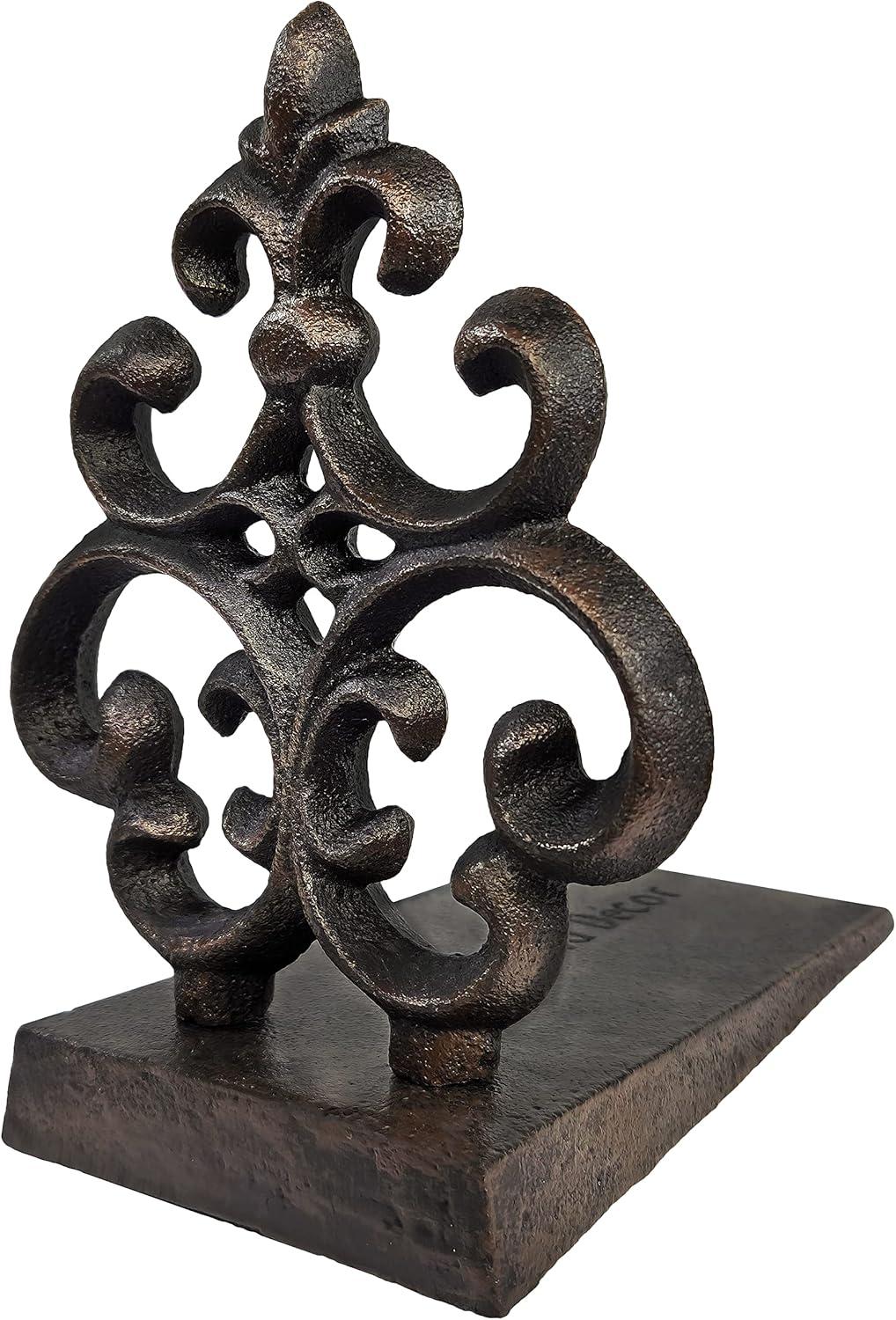 Lulu Decor, Cast Iron Fleur De Lis Door Stop, Door Stopper (LB15BK1)