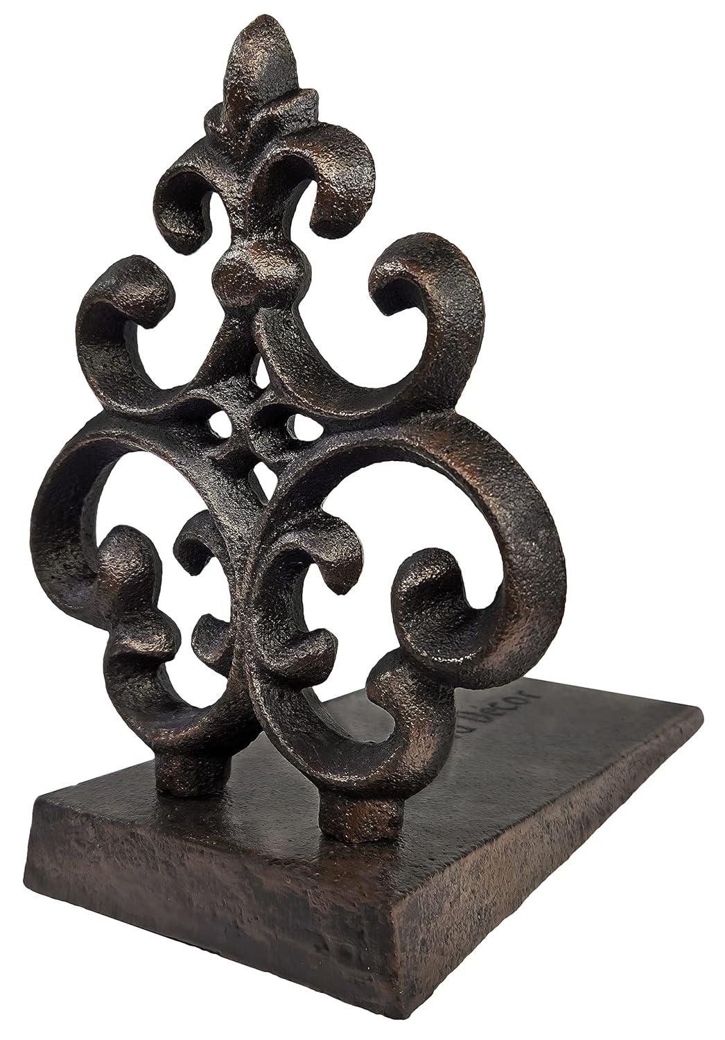 Lulu Decor, Cast Iron Fleur De Lis Door Stop, Door Stopper (LB15BK1)