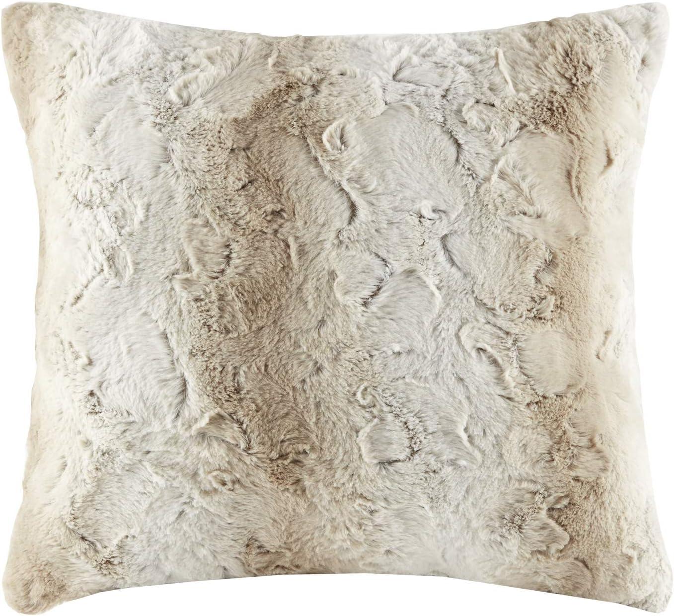 Sand Faux Fur 20" x 20" Square Throw Pillow