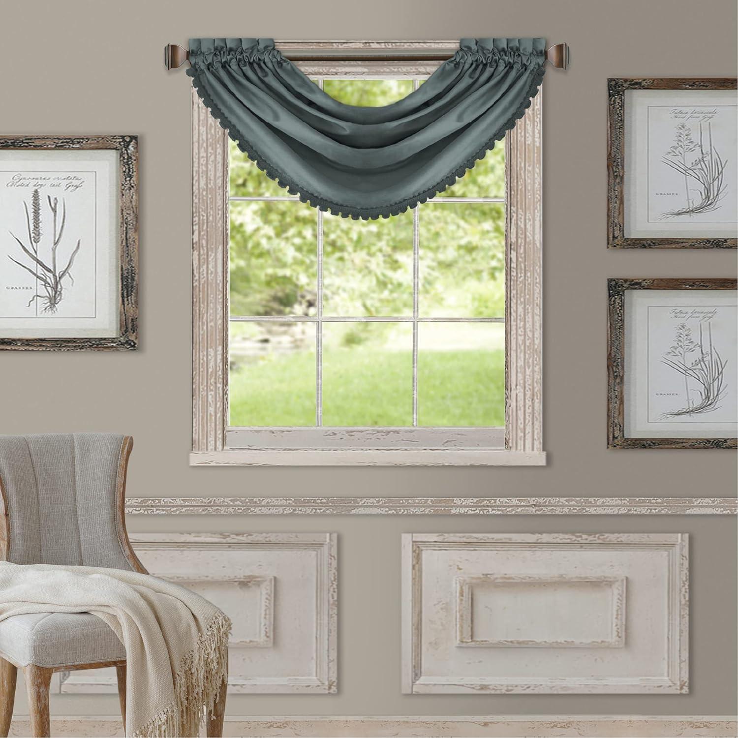 PALEYI 52" x 36" All Seasons Waterfall Window Valance
