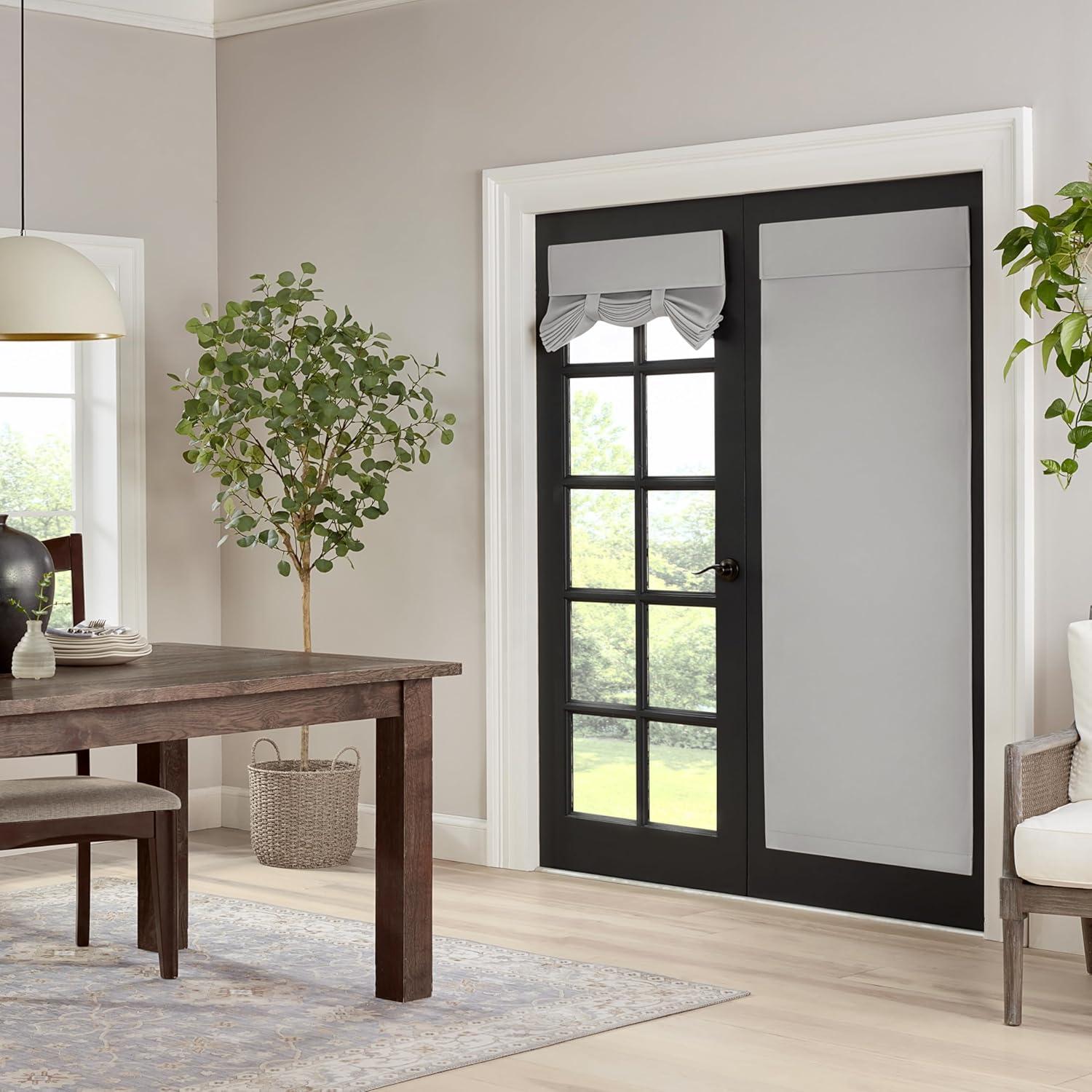 Gray Polyester Blackout French Door Panel, 40 x 26 Inch