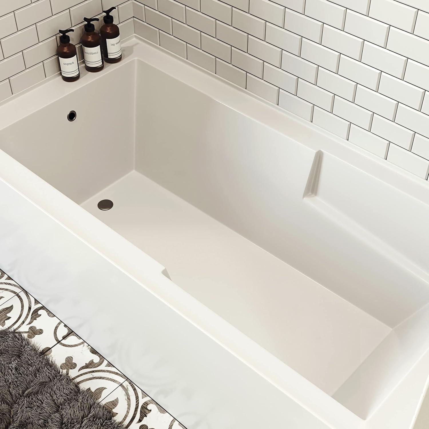 Voltaire 72" x 36" Left-Hand Drain Alcove Bathtub with Apron and Armrest