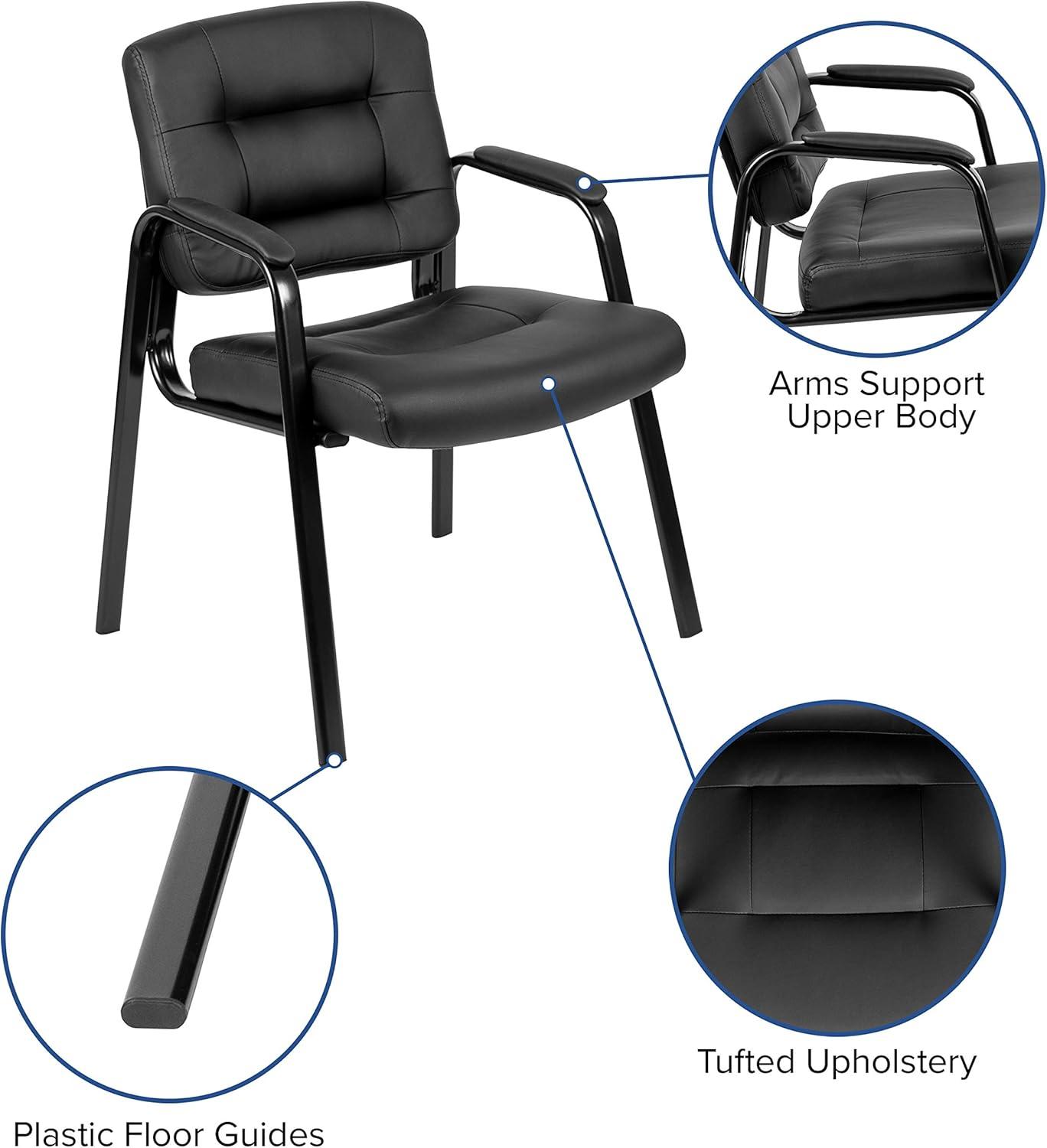 Flash Furniture Darwin Flash Fundamentals Black LeatherSoft Executive Reception Chair with Black Metal Frame