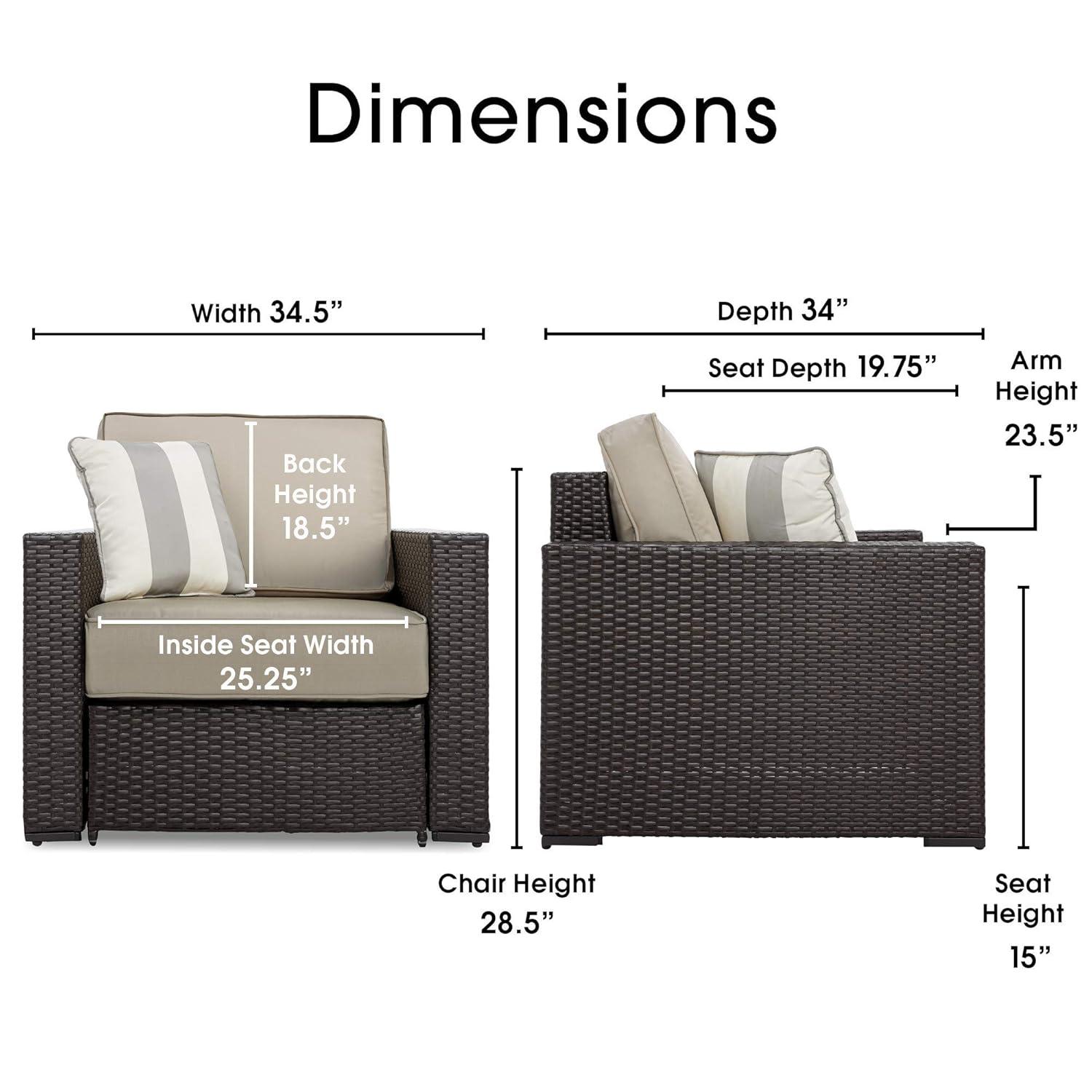Serta Laguna Outdoor Patio Furniture Collection Arm Chair, Brown Wicker