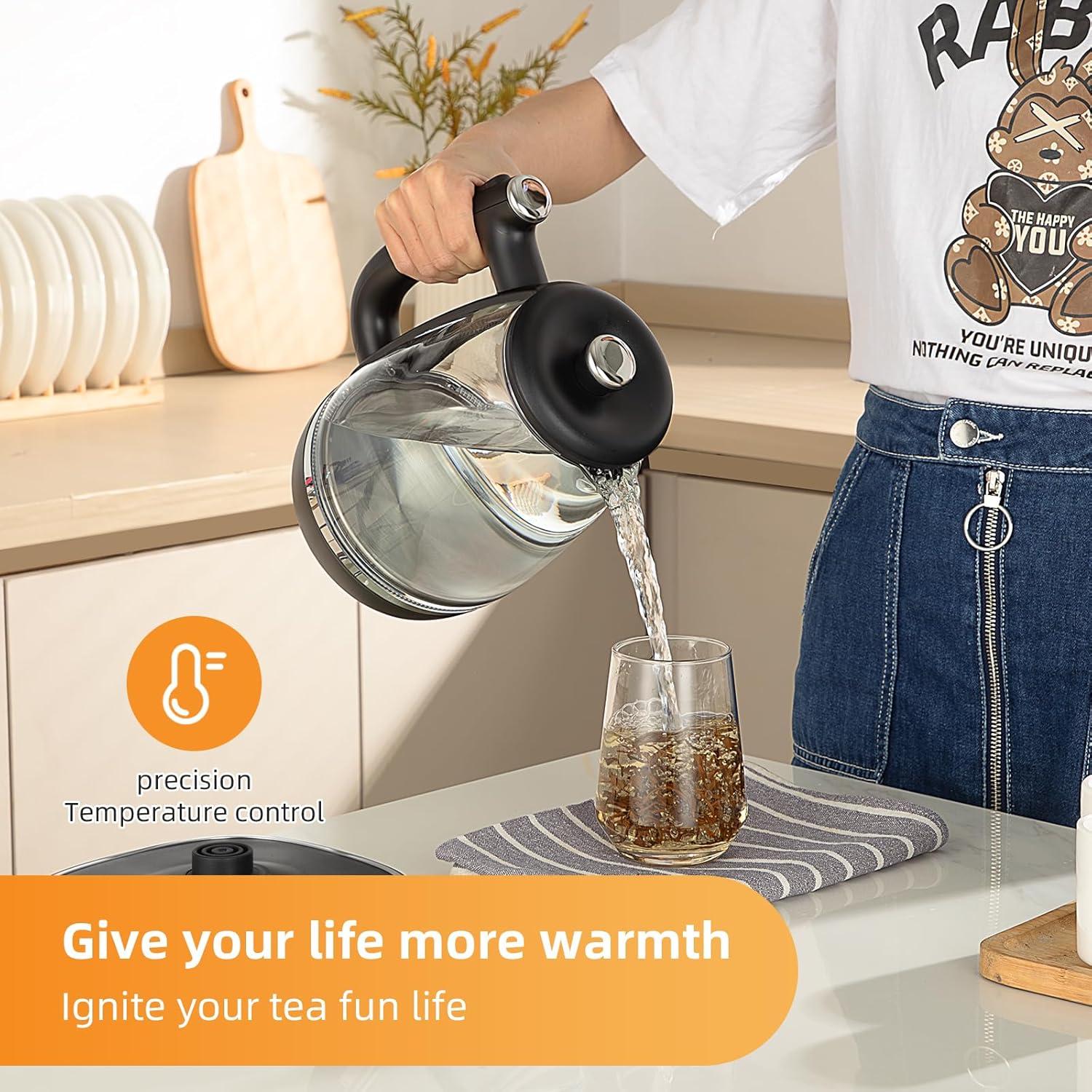 Panana Electric Kettle, Tea Kettle Pot, 1.8L, 1200W, Removable Stainless Steel Inner Lid for Easy Cleaning, Hot Water Kettle Teapot Boiler, Automatic Shut Off, BPA-Free