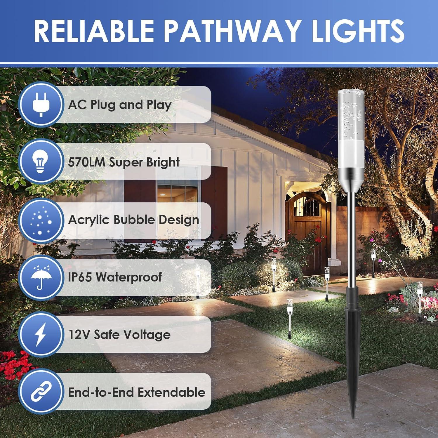 Cool White LED Aluminum Pathway Lights Set of 6