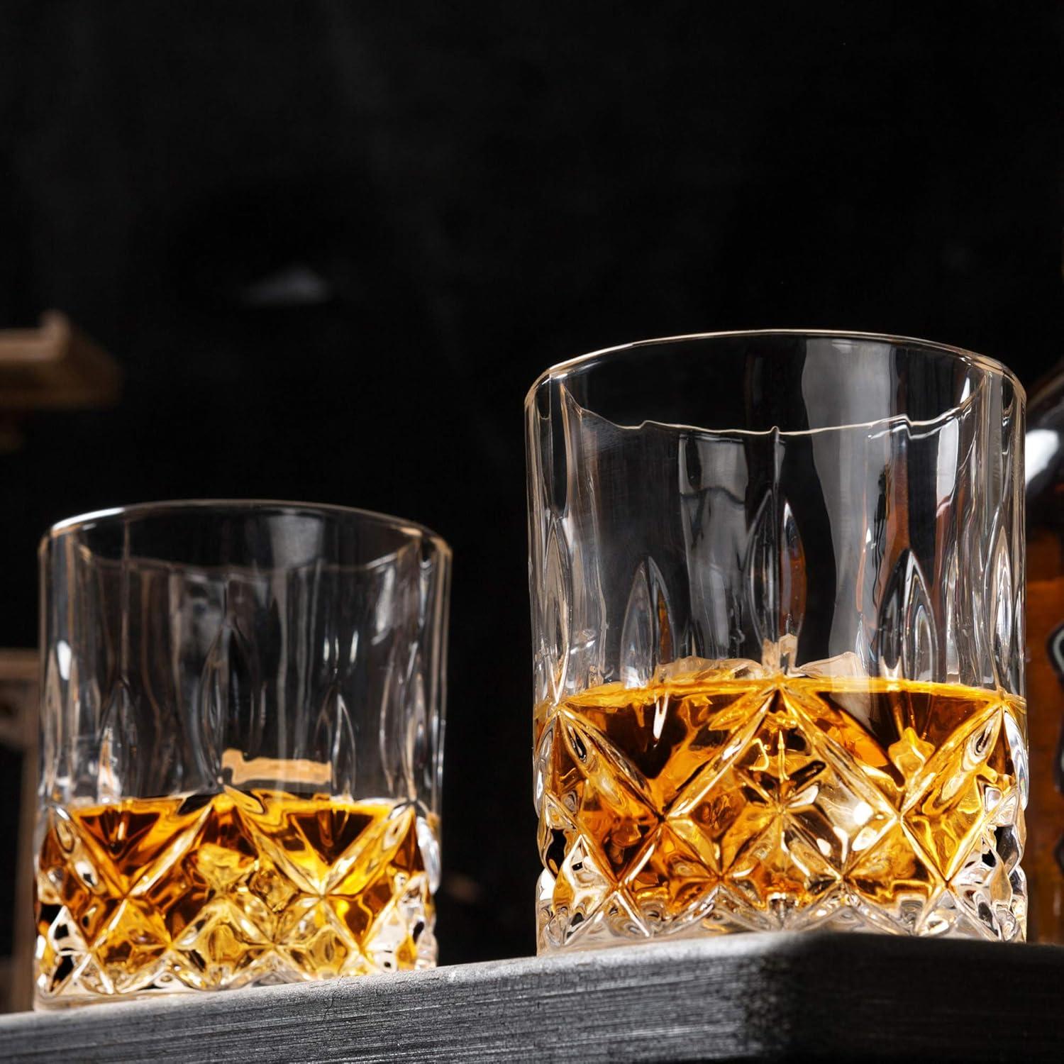 KANARS Whiskey Glasses Set of 4, 10 oz Rocks Glassware for Scotch Bourbon Liquor, Whisky Tumbler