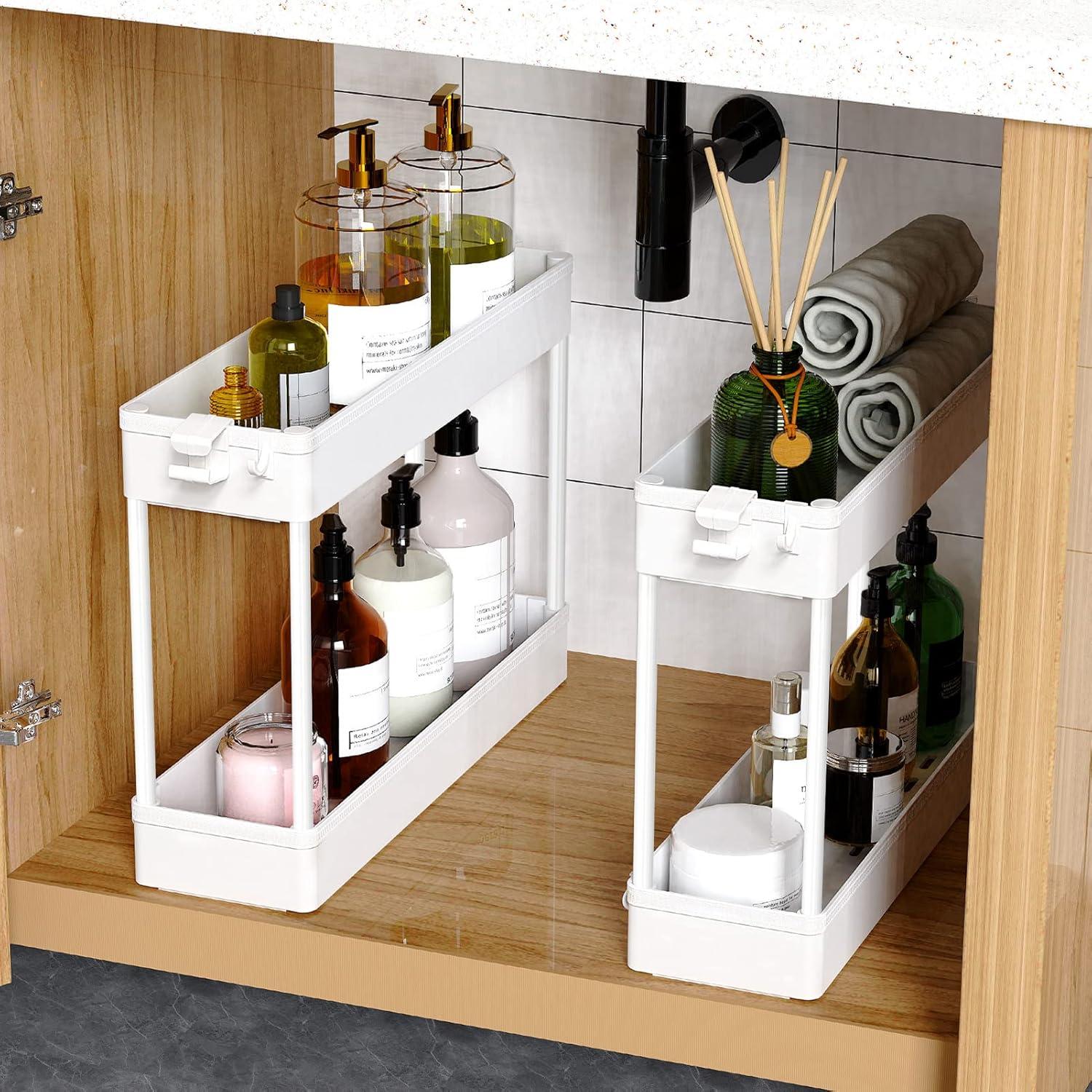 SPACEKEEPER Slim Rolling Storage Cart, 4 Tier Storage Organizer Utility Cart Mobile Shelving Unit