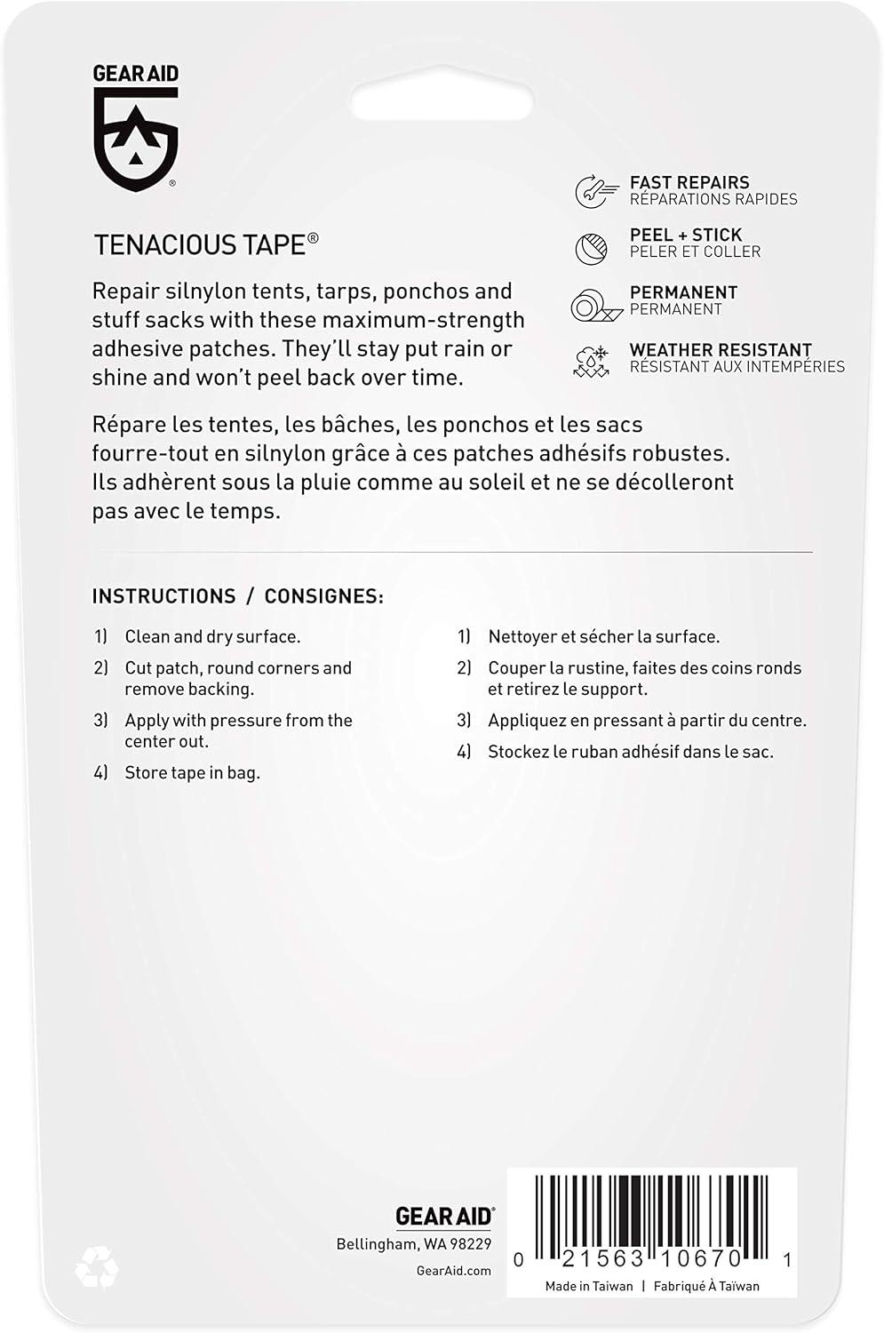 Gear Aid 3" x 5" Tenacious Tape Silnylon Outdoor Gear Repair Patches