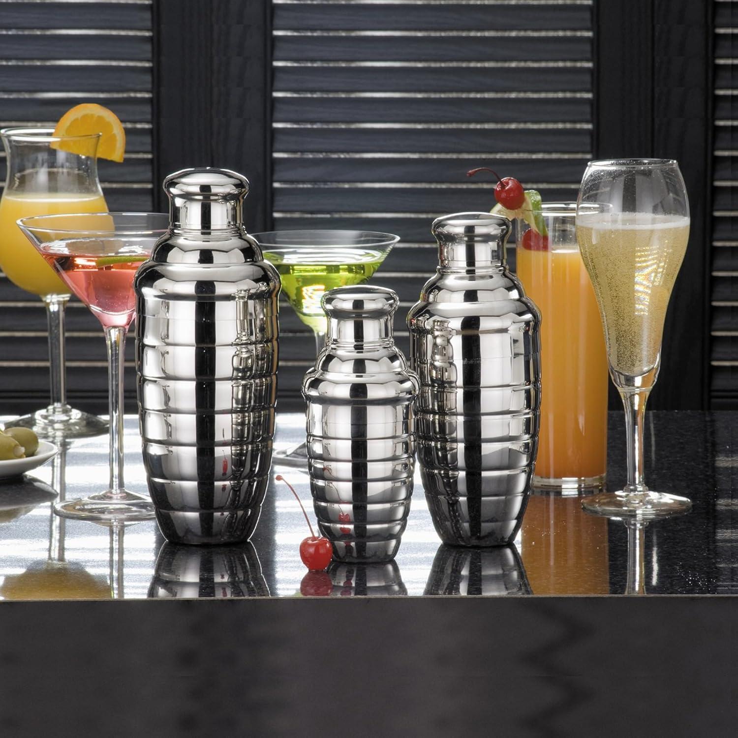 Beehive 16 oz Silver Stainless Steel Cocktail Shaker Set