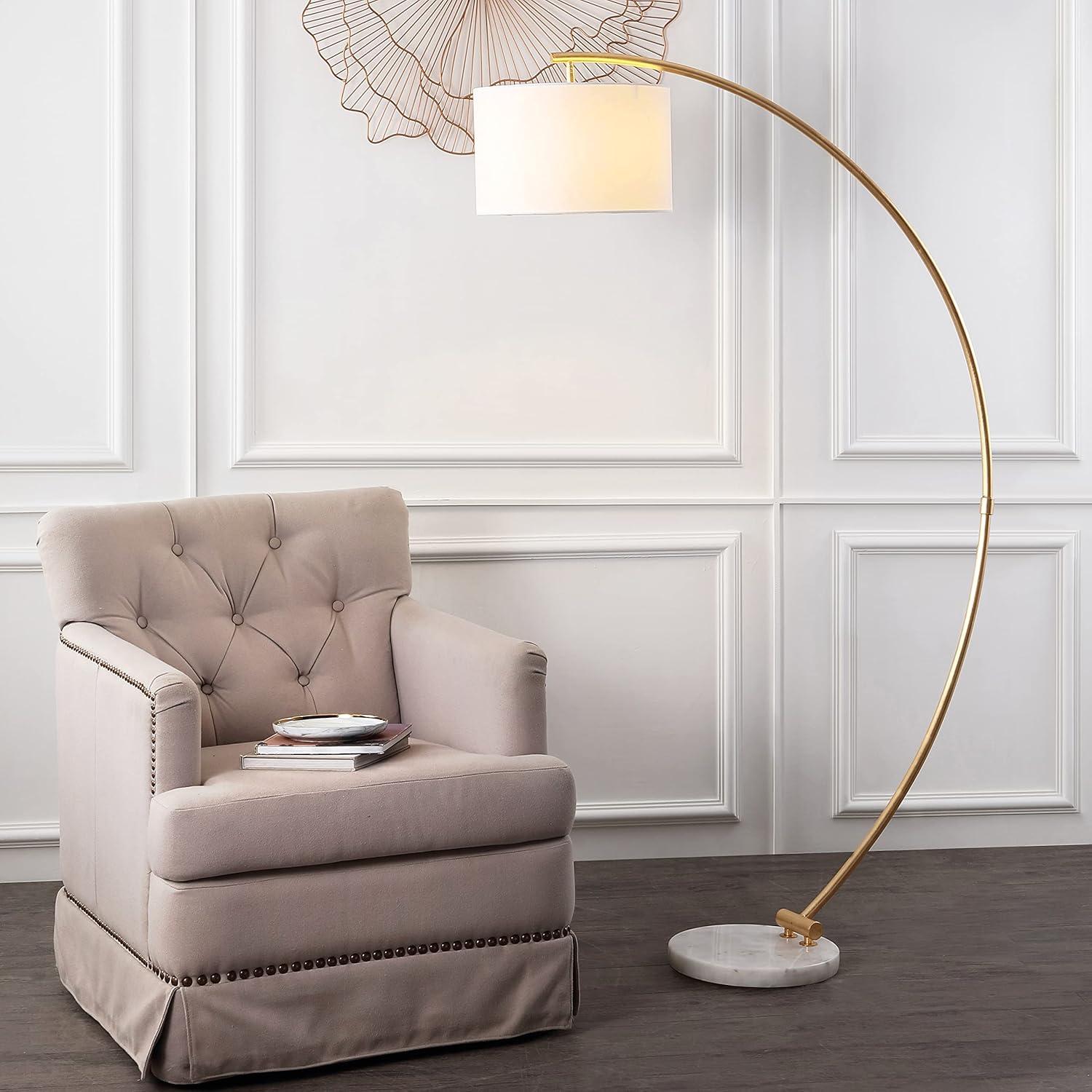 Madigan 70" Gold Leaf and White Marble Arc Floor Lamp