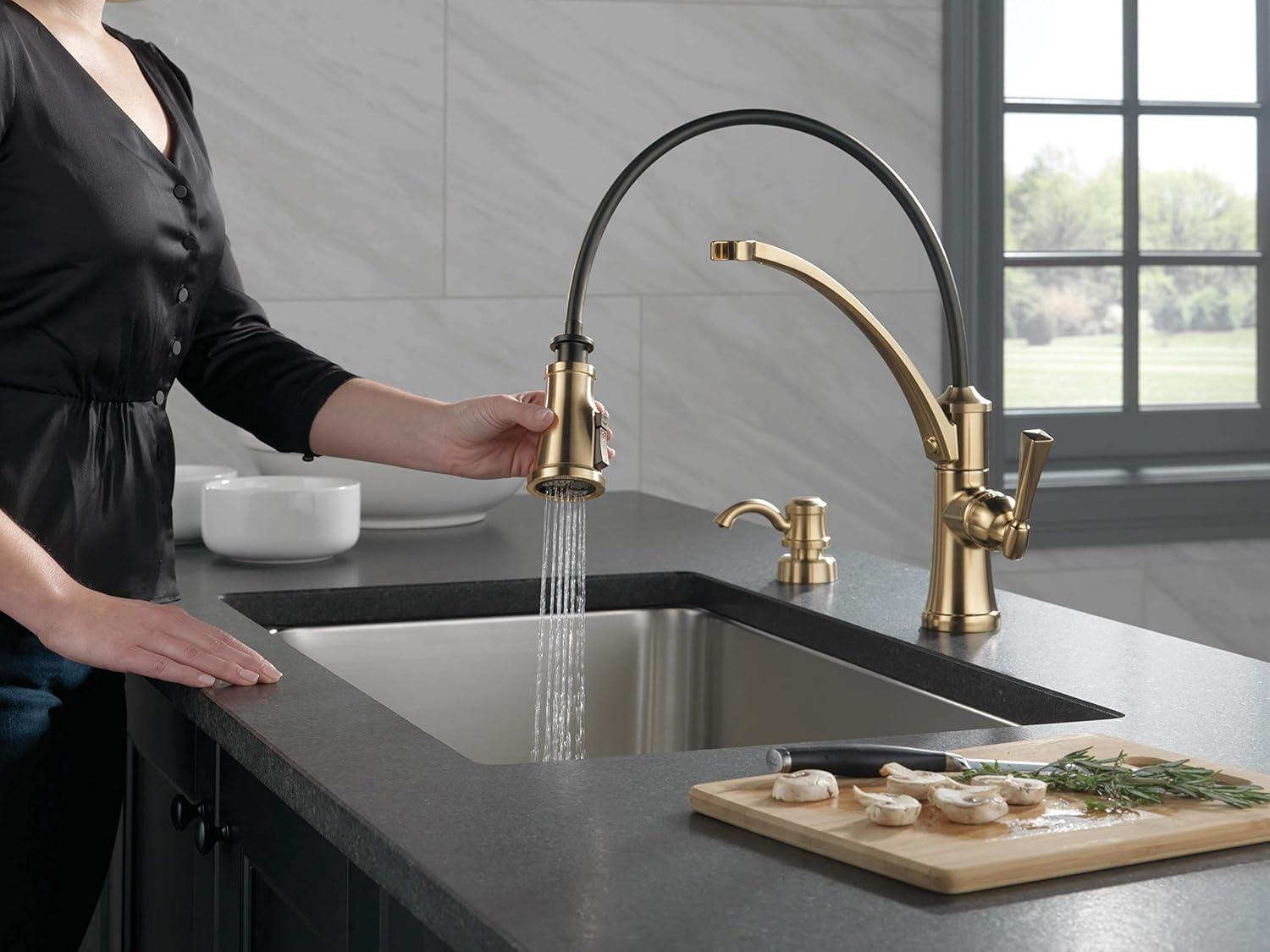 Foundry Pull Down Single Handle Kitchen Faucet withSoap Dispenser