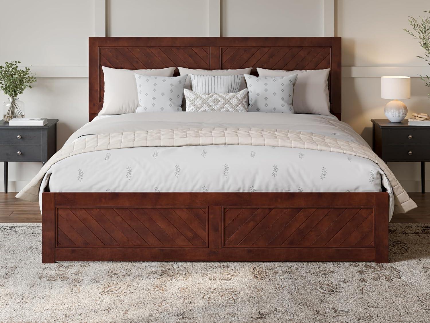 AFI Canyon Walnut Solid Wood Platform Bed with Matching Footboard, King