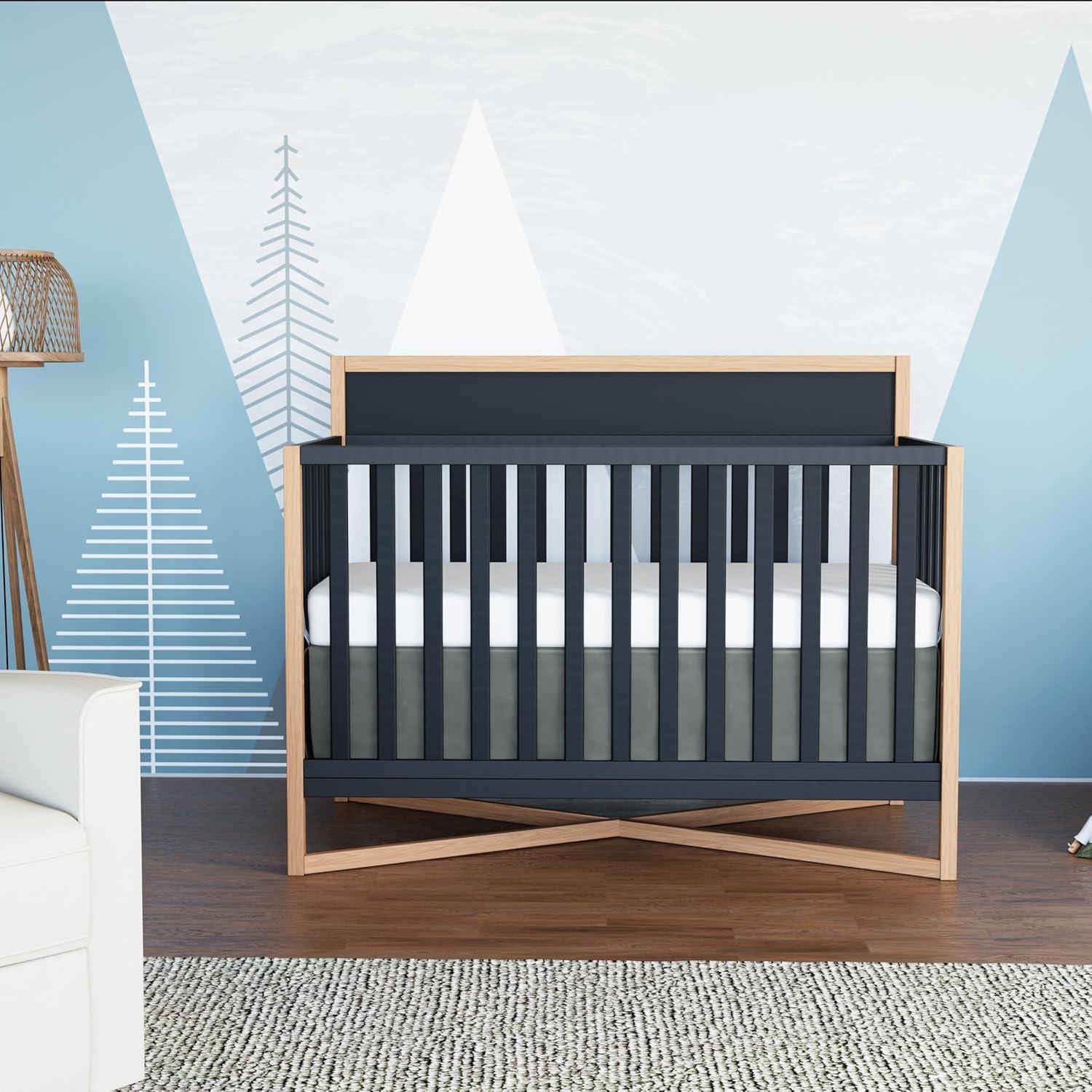 Dream On Me Owen 5-in-1 Convertible Crib, Vintage White Oak