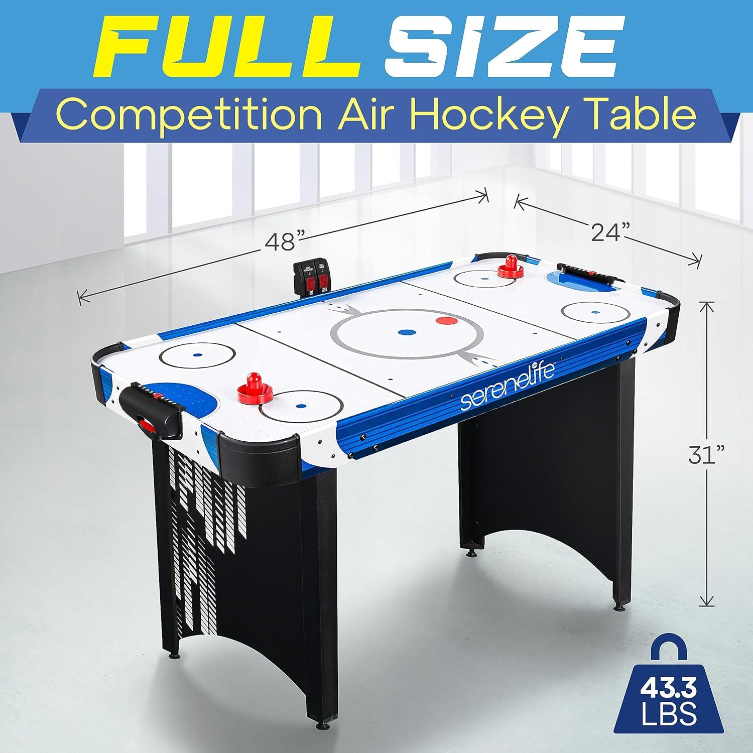 SereneLife 48" Air Hockey Game Table - Blue and Black