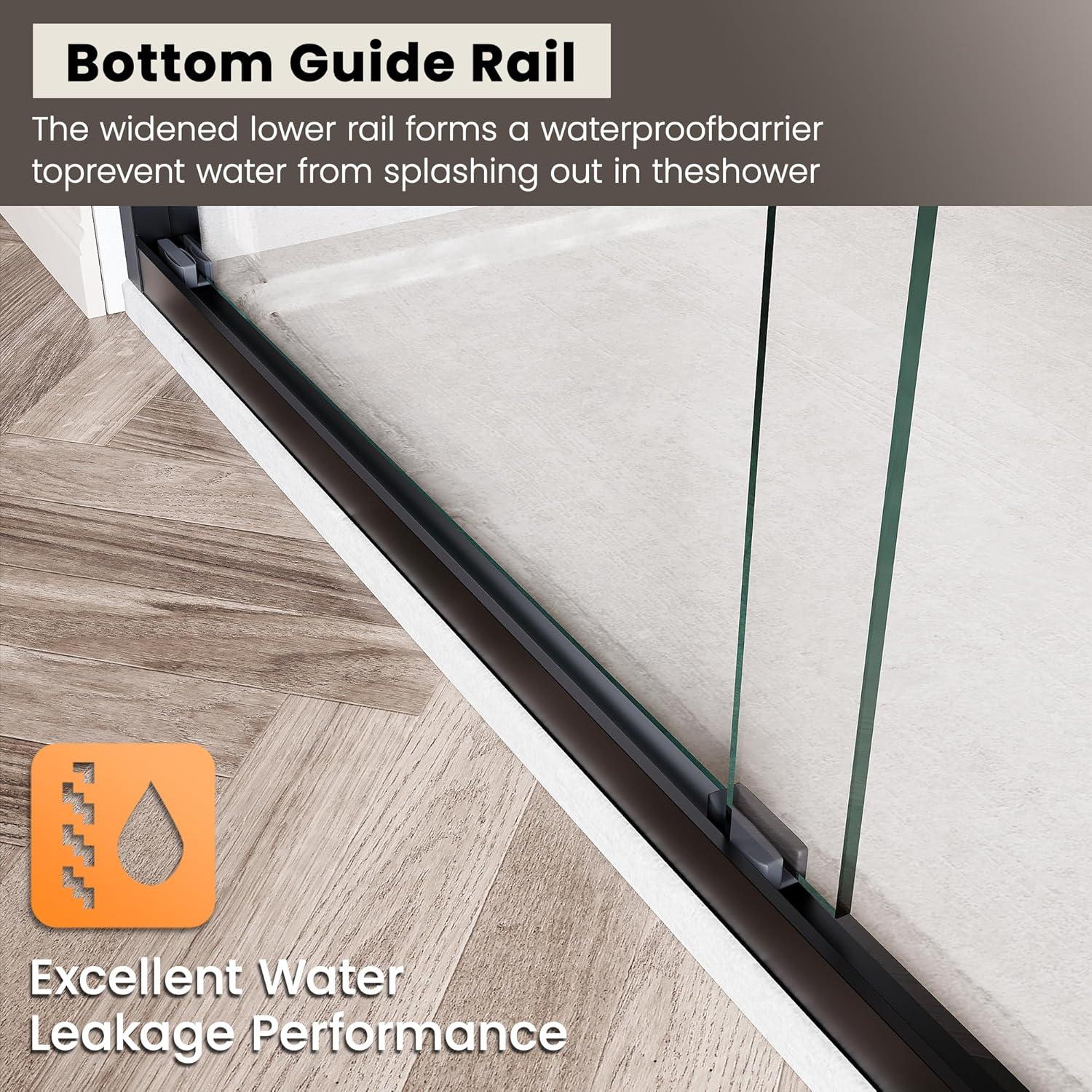 LOONGFIELD Sliding Shower Glass Door 56-60 In. W X 72 In. H, Adjustable Semi Frameless Shower Door, Certified Thick Clear Clear Tempered Glass, 304 Stainless Steel Handles ASTARQ-W2269P144324