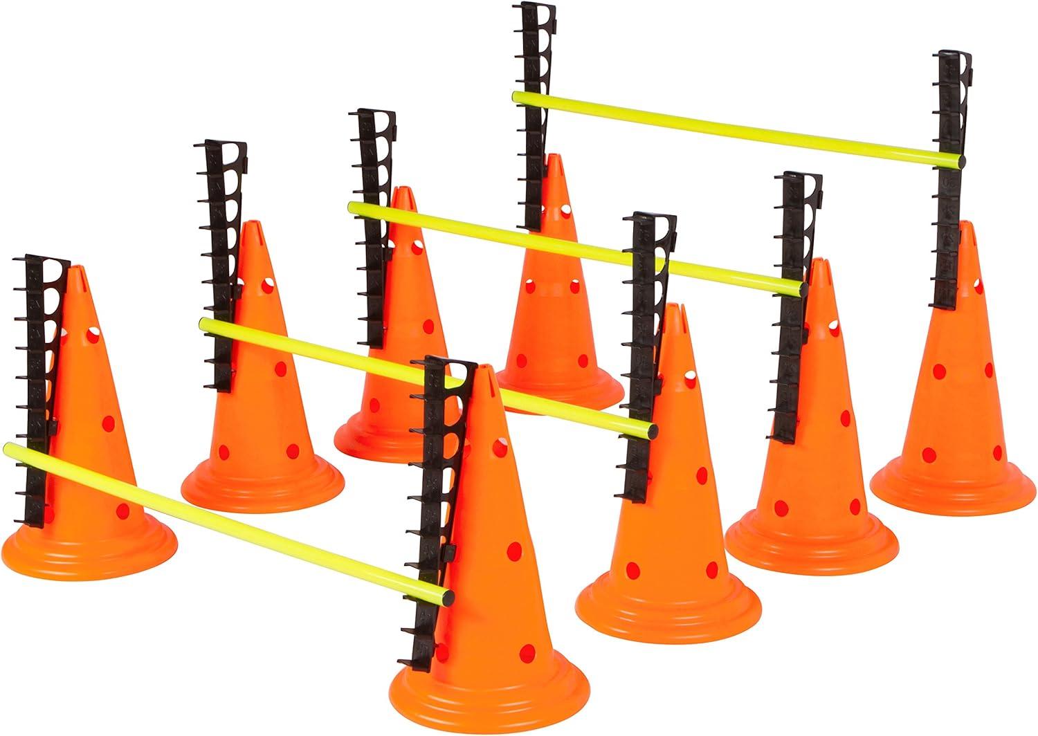 Adjustable Orange Hurdle Cone Set with Yellow Poles