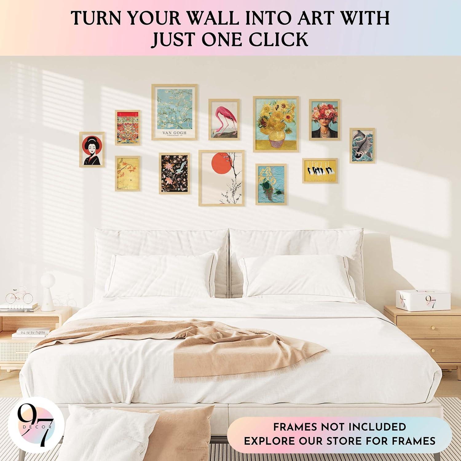 97 Decor Vintage Eclectic Wall Art Prints - Maximalist Funky Pictures, Bright Famous Artist Prints For Wall Decor, Gallery Colorful Art Posters For Bedroom (unframed)