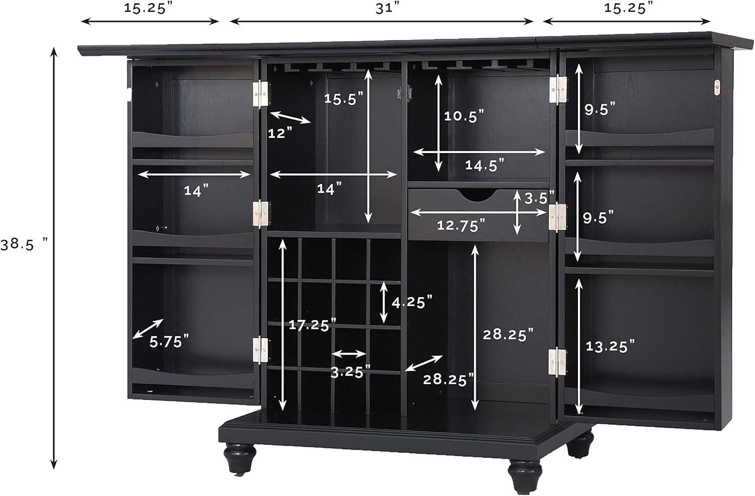 CAMBRIDGE EXPANDABLE BAR CABINET IN BLACK FINISH