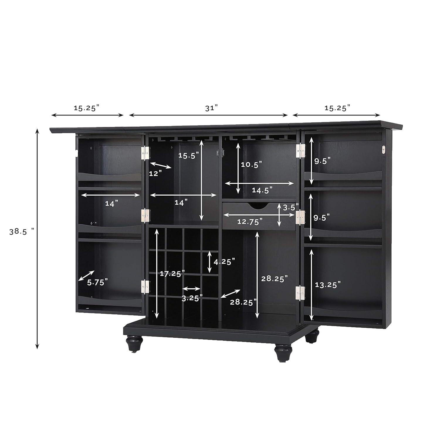 CAMBRIDGE EXPANDABLE BAR CABINET IN BLACK FINISH