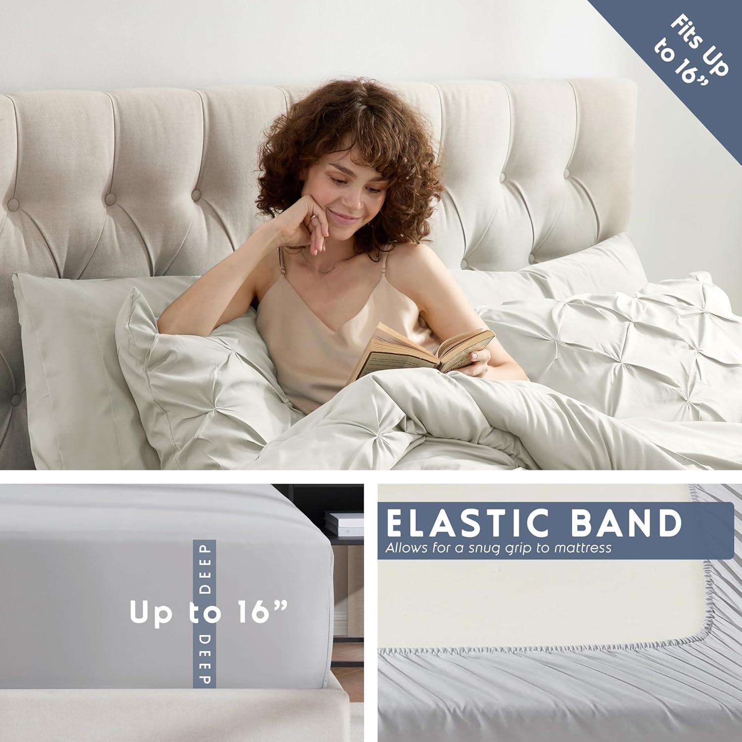 Nestl Bed-in-A-Bag Pleated Comforter Set with Bed Sheets