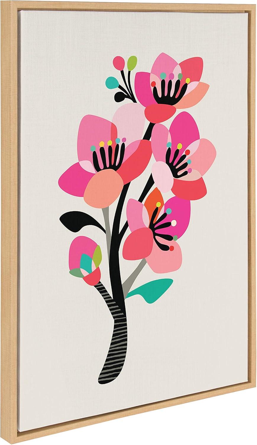 Kate and Laurel Sylvie Mid Century Modern Cherry Blossoms Framed Canvas by Rachel Lee of My Dream Wall