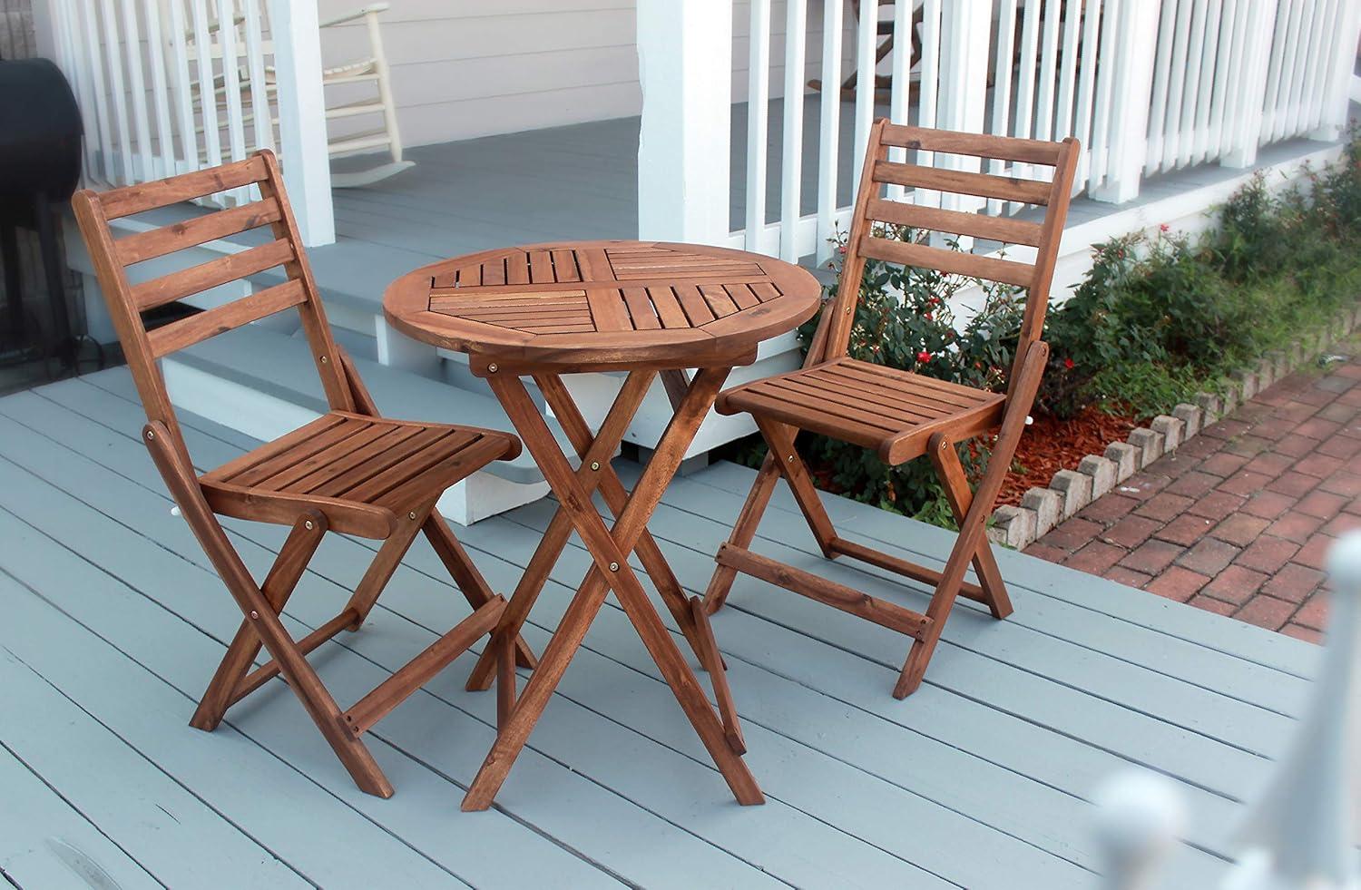 Leigh Country TX 36210 Sequoia Wood Adult 3-Pc Bistro Café Set - Brown