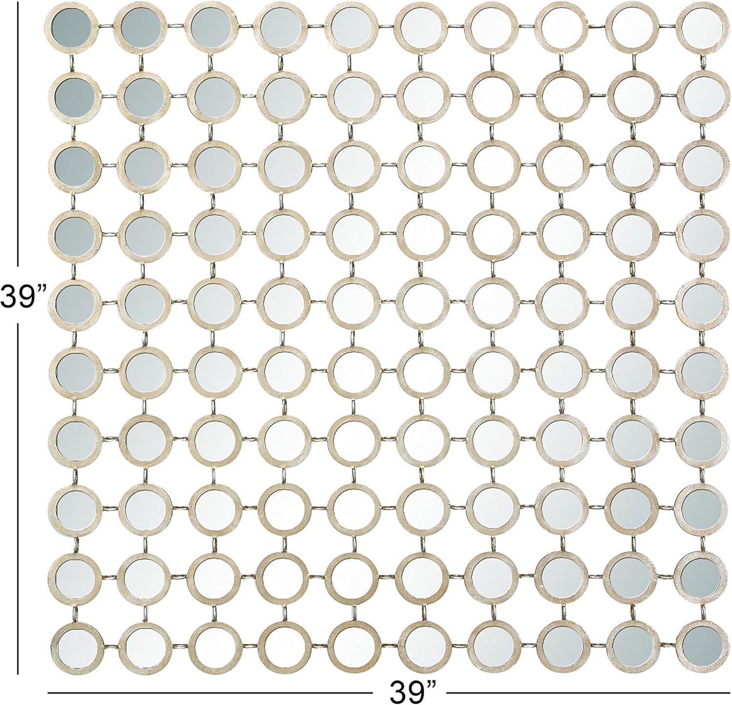 DecMode 40" x 40" Gold Geometric Wall Mirror with Grid Pattern