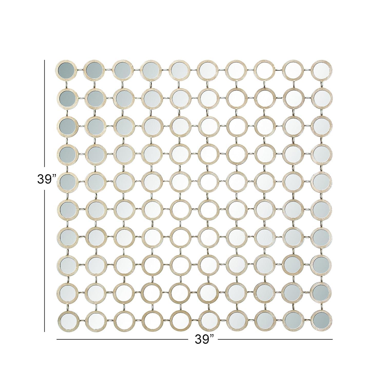 DecMode 40" x 40" Gold Geometric Wall Mirror with Grid Pattern