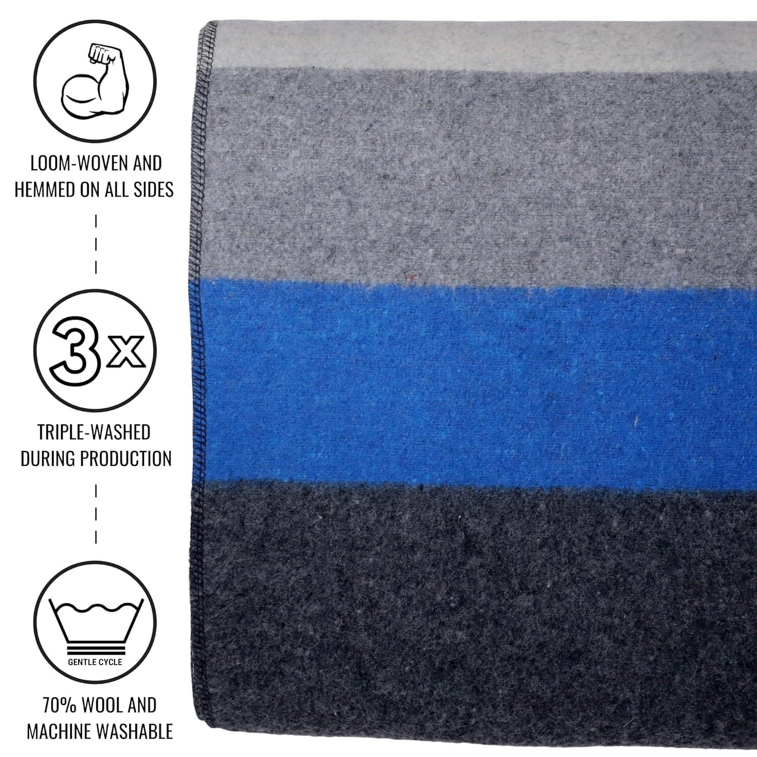 Arcturus Rainier Striped Wool Blanket (64" x 88"), 4.5 lbs