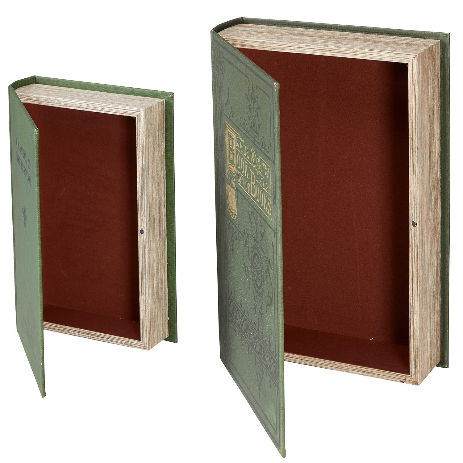The Lakeside Collection Decorative Book Box - Secret Hiding Place for Valuables - Set of 2