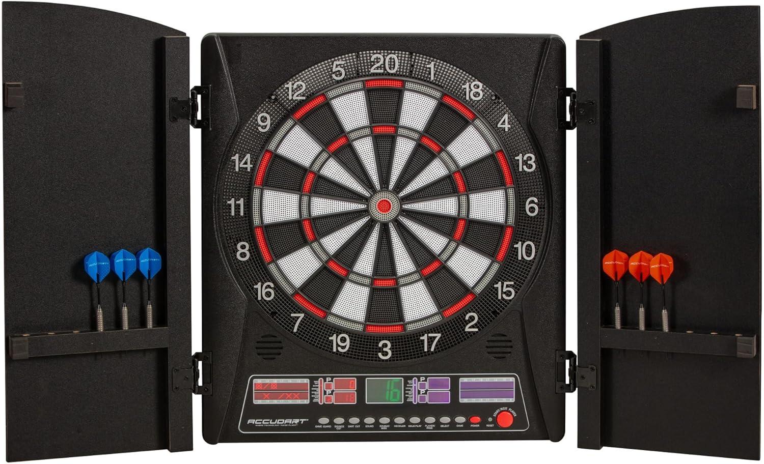 Apollo Black Woodgrain Electronic Dartboard Cabinet with Doors