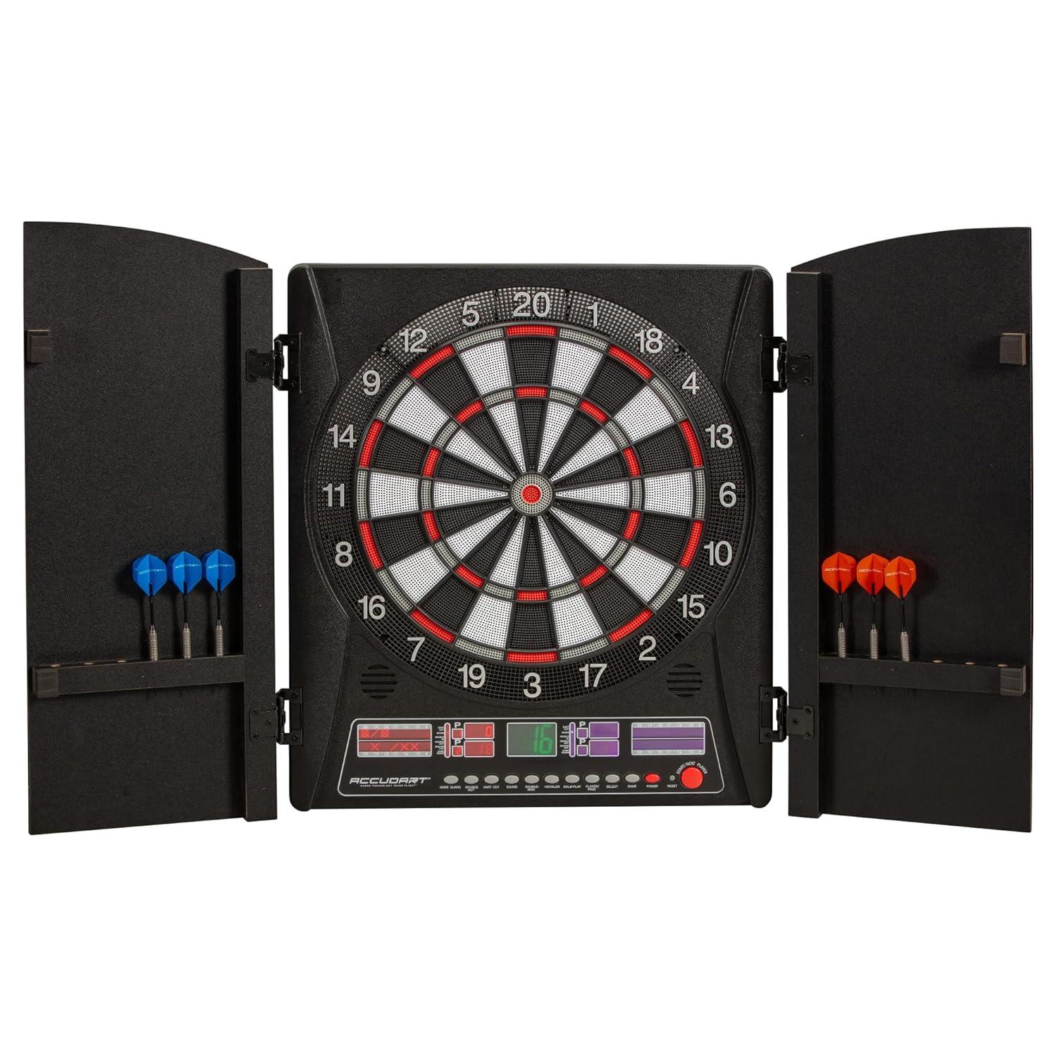 Apollo Black Woodgrain Electronic Dartboard Cabinet with Doors