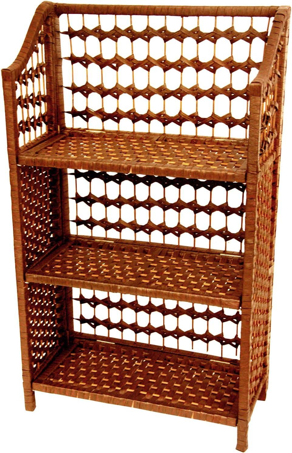 Honey-Toned Rattan Style 33" Book Display Shelf