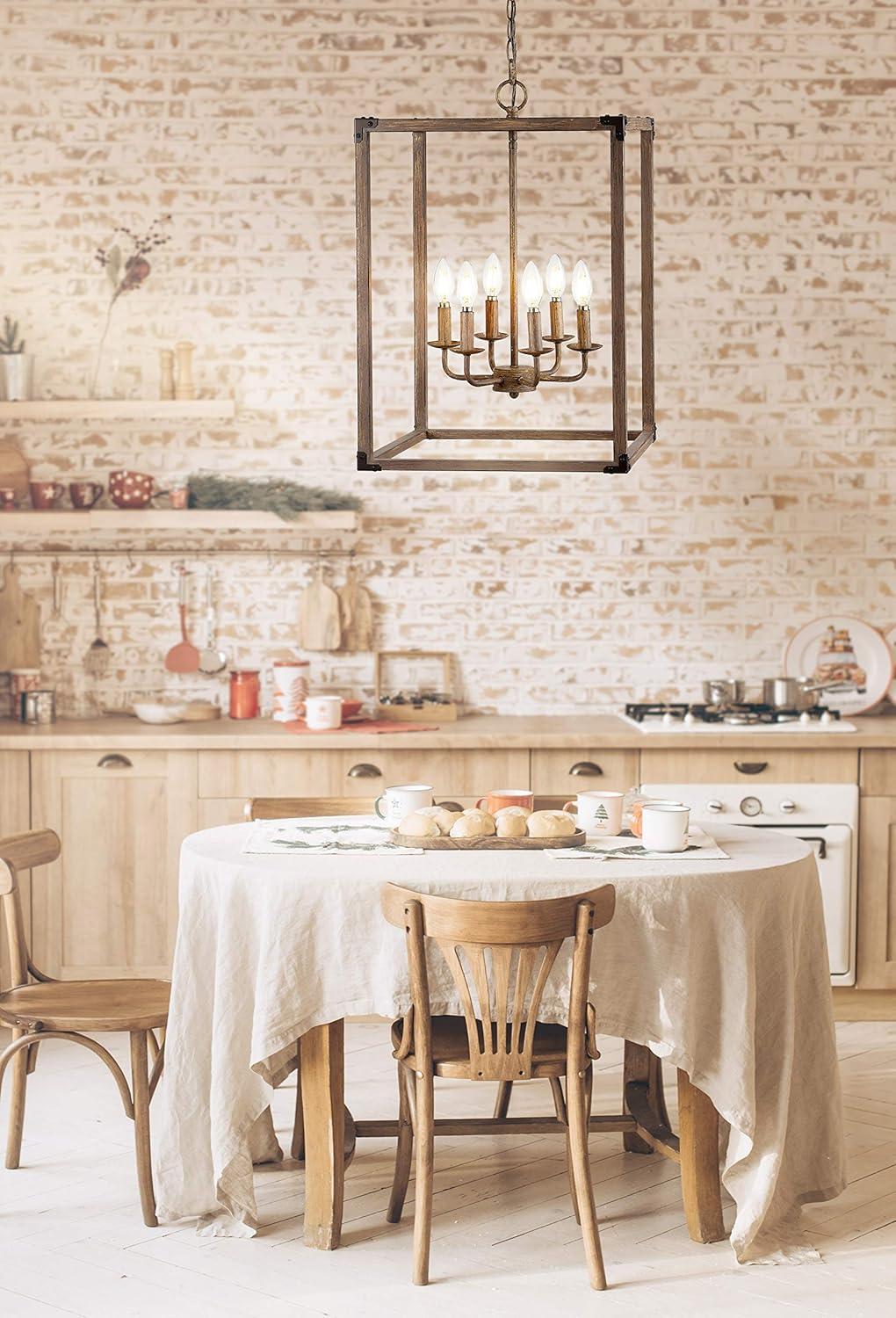Magnolia 12.13" 4-Light Adjustable Iron Rustic Farmhouse LED Pendant, Brown