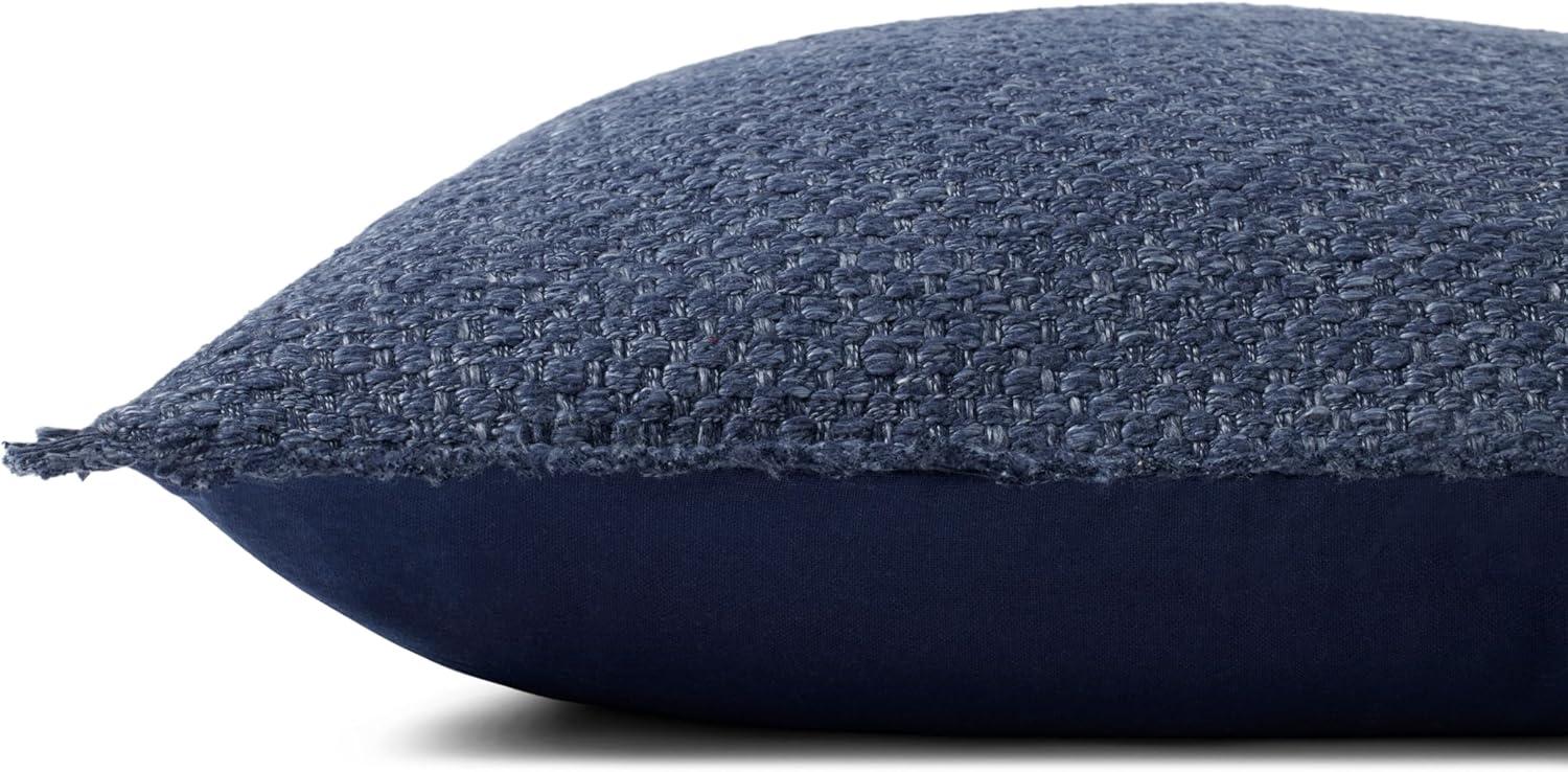 Navy Textured Cotton Blend 22'' x 22'' Pillow Cover