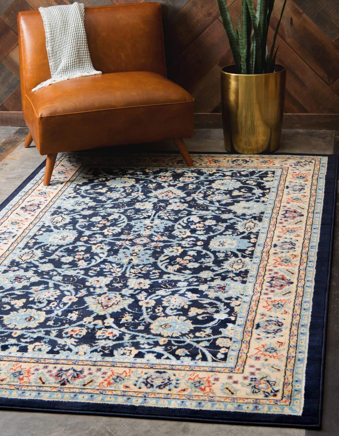 Unique Loom 7' 1 x 10' 0 Sialk Hill Washington Navy Blue Area Rug