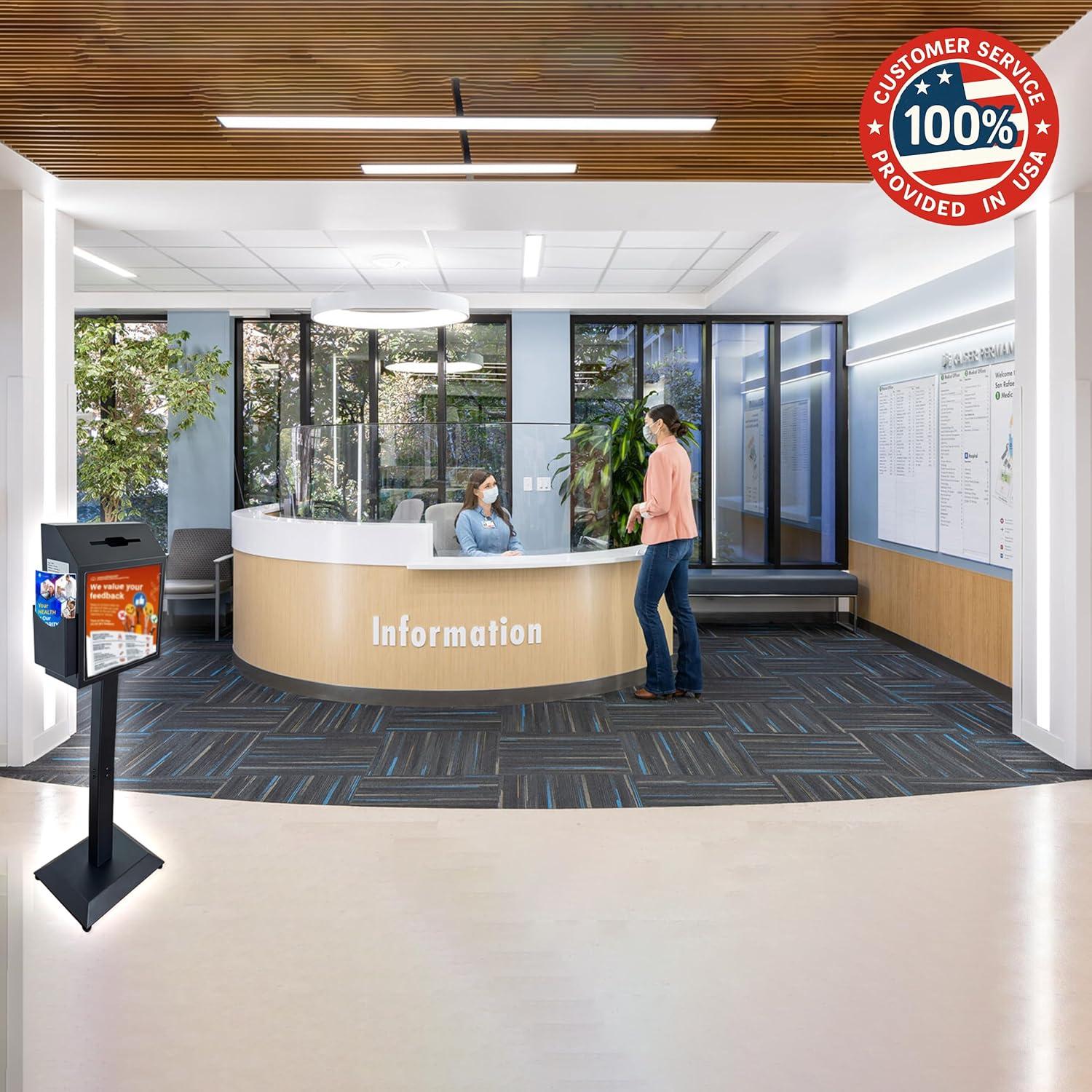 Plugsharge Suggestion Box With Stand,floor Standing Offering Box,combination Lock Ballot Collection Safe Box For Voting,charity,donation,church,school,election,hospital Feedback,and Car Rental Key Return, Black