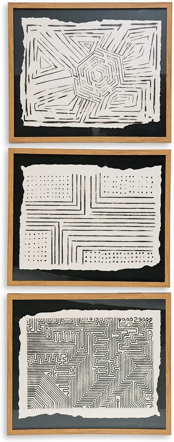 Signature Design by Ashley Contemporary Wonderstow Wall Art (Set of 3)  Black/Beige