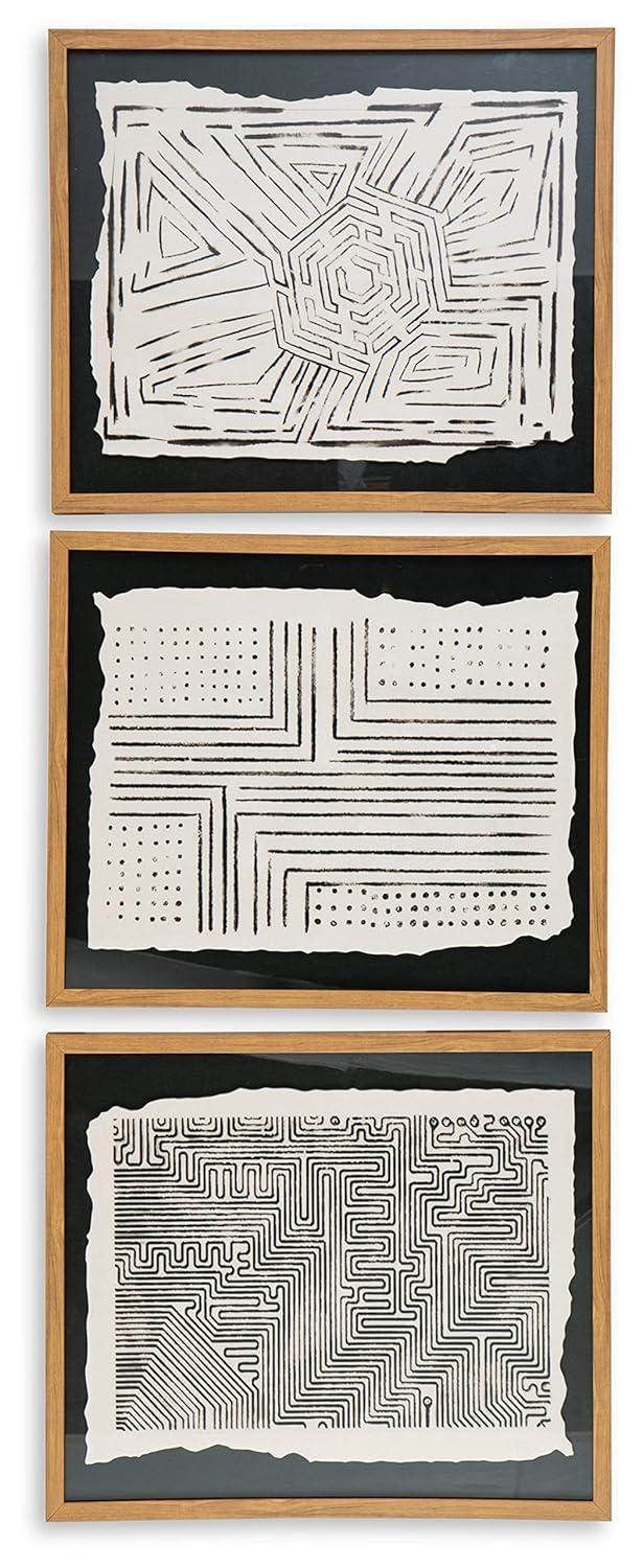 Signature Design by Ashley Contemporary Wonderstow Wall Art (Set of 3) Black/Beige