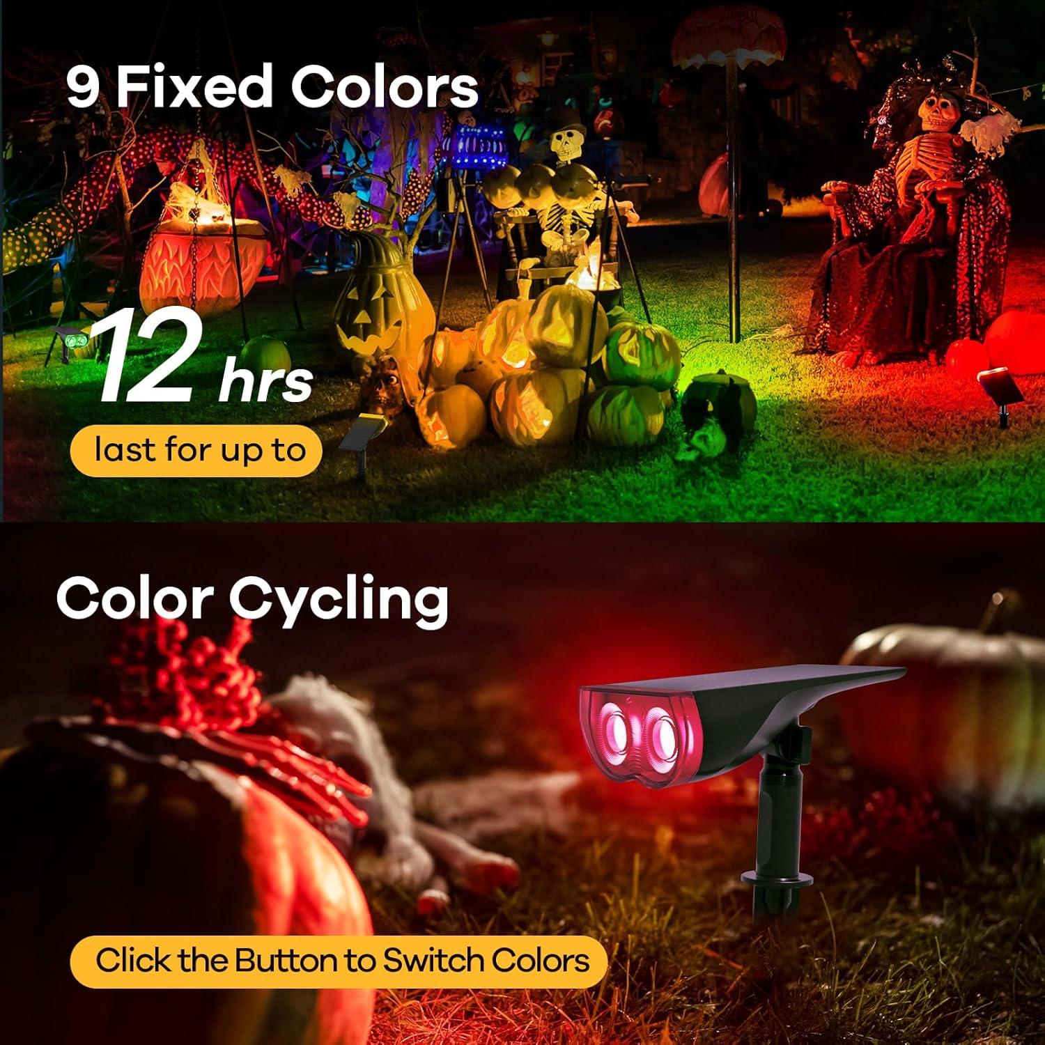 Solar Powered Black LED Pathway Spotlights, 6-Pack