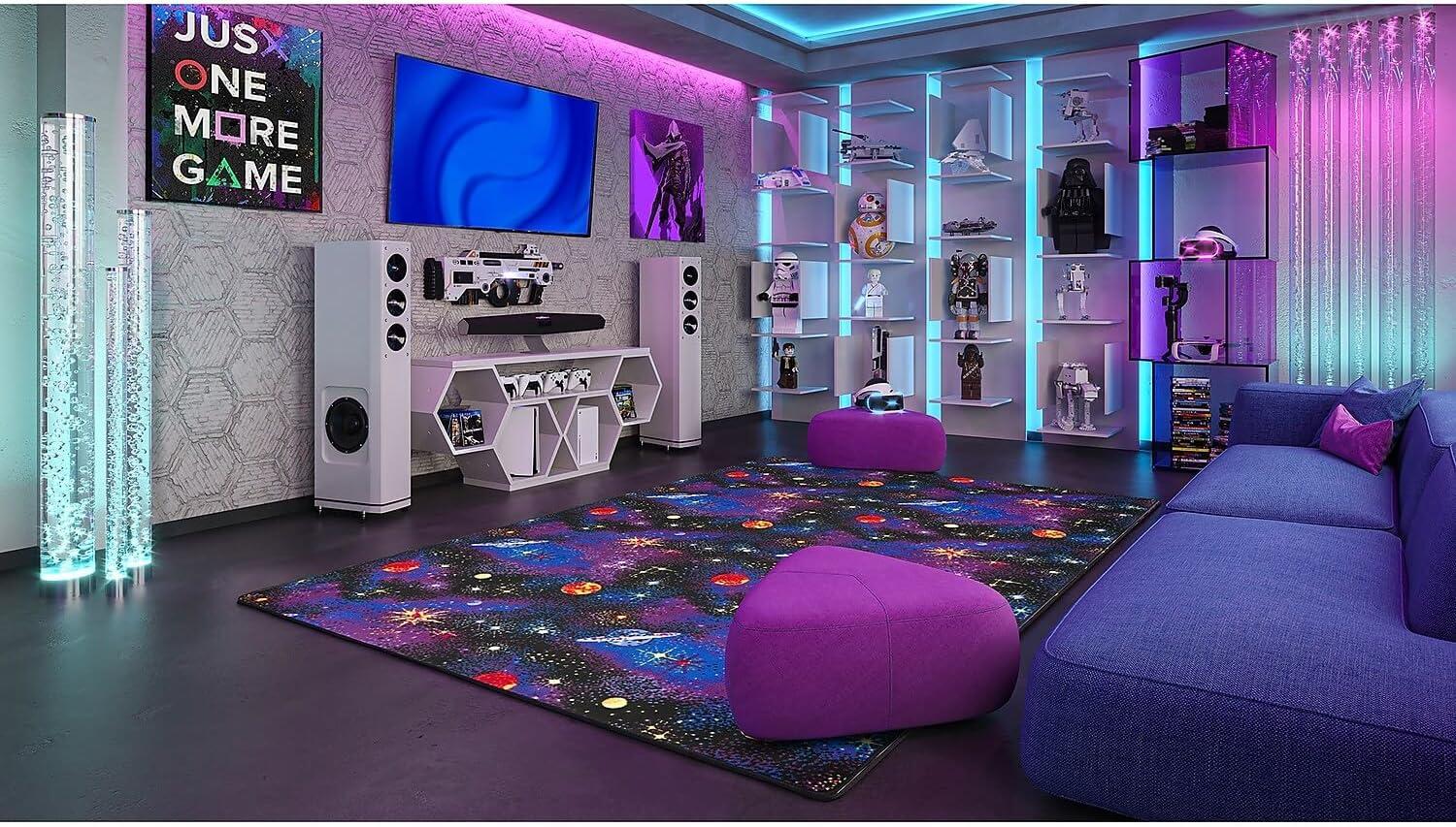 Joy Carpets 43Q 6 x 9 ft. Neon Lights Rectangle Space Explorer Fluorescent Area Rug  Multicolor