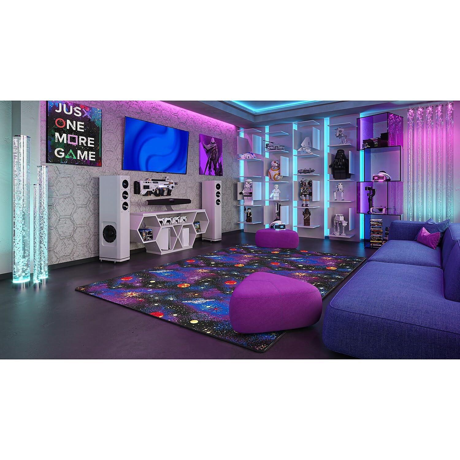 Joy Carpets 43Q 6 x 9 ft. Neon Lights Rectangle Space Explorer Fluorescent Area Rug  Multicolor