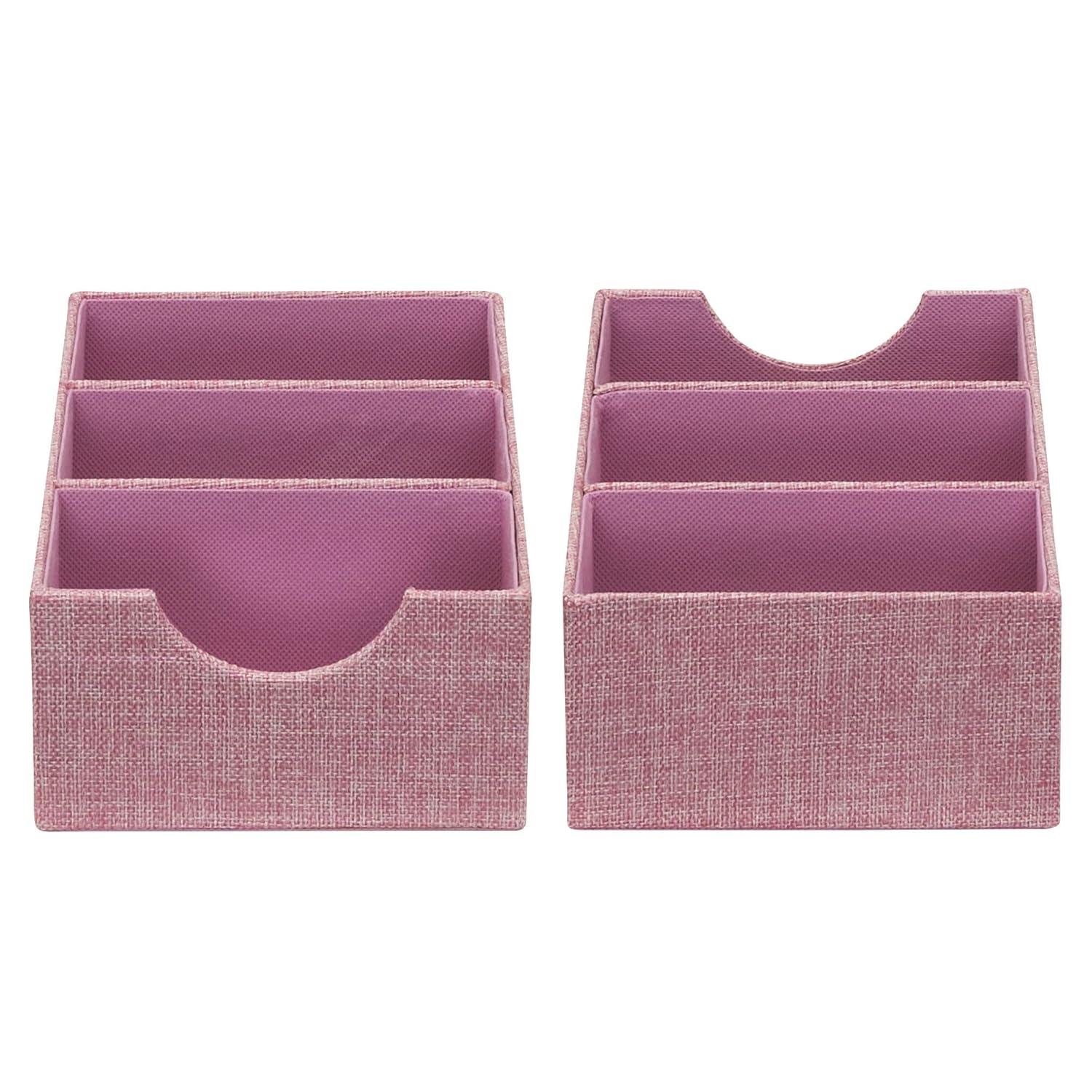 Household Essentials Set of 2 3-Section Drawer Trays Carnation Pink