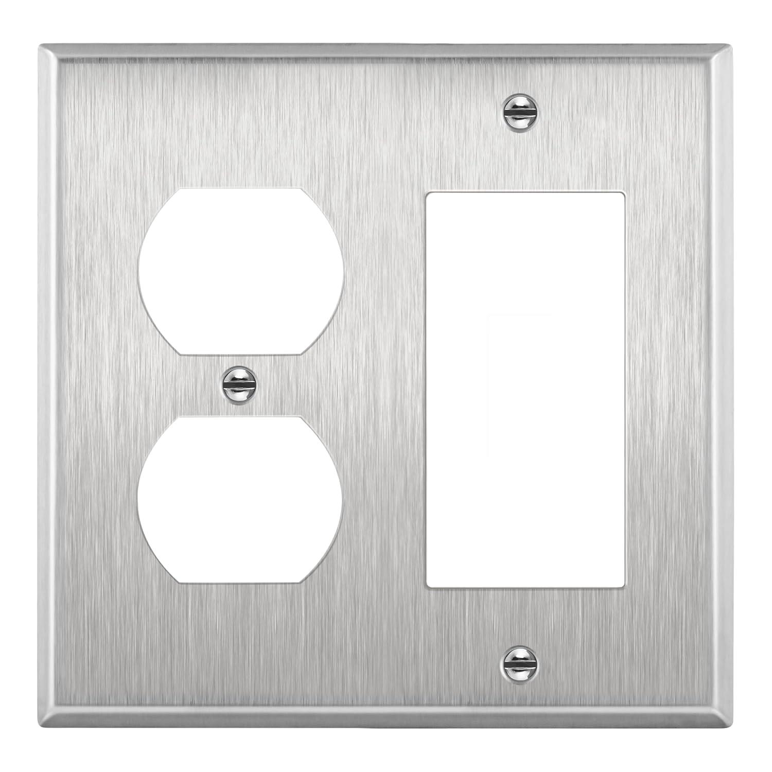 Stainless Steel 2-Gang Combination Wall Plate