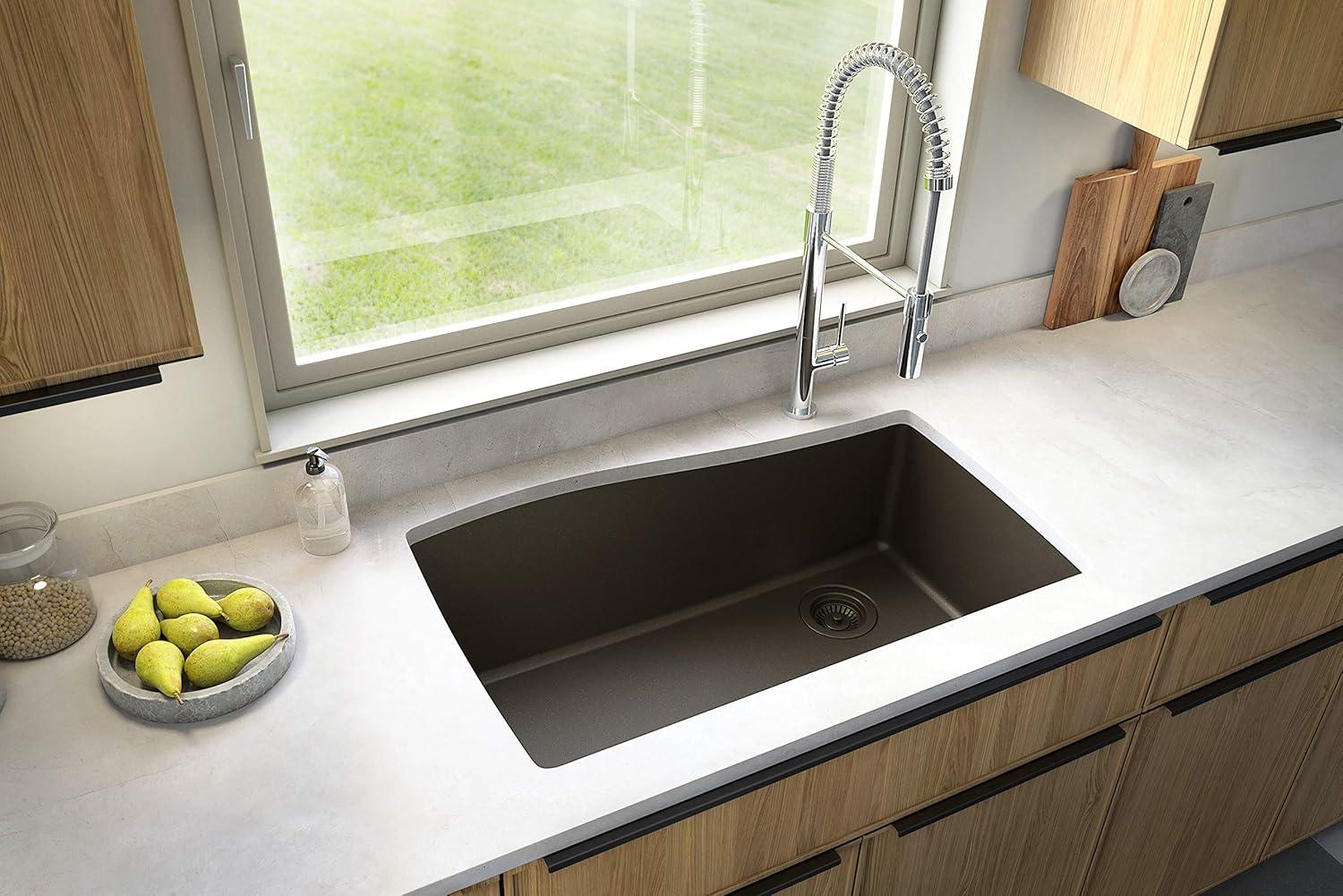 Karran Undermount Quartz Composite 33-1/2'' X 21'' Single Bowl Kitchen Sink