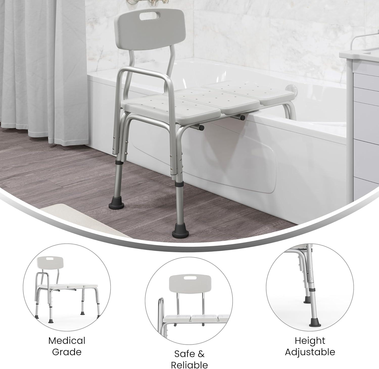 Phoebe Aluminum Height Adjustable Medical Shower Transfer Bench