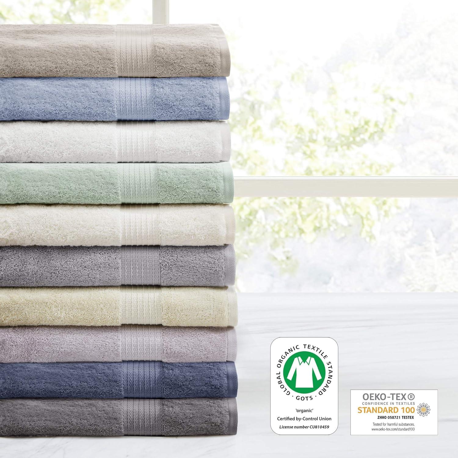 Madison Park 6 Piece 100% Organic Cotton Bath Towels Multi-Size Set